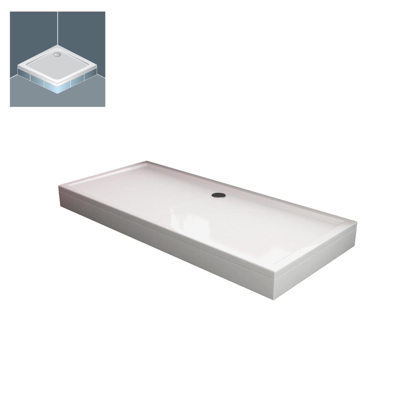 Kolpa San Flamenco White 80x170x4 tuš kada četvrtasta ugradna od sanitarnog akrila sa odlivom Ø90mm 782190