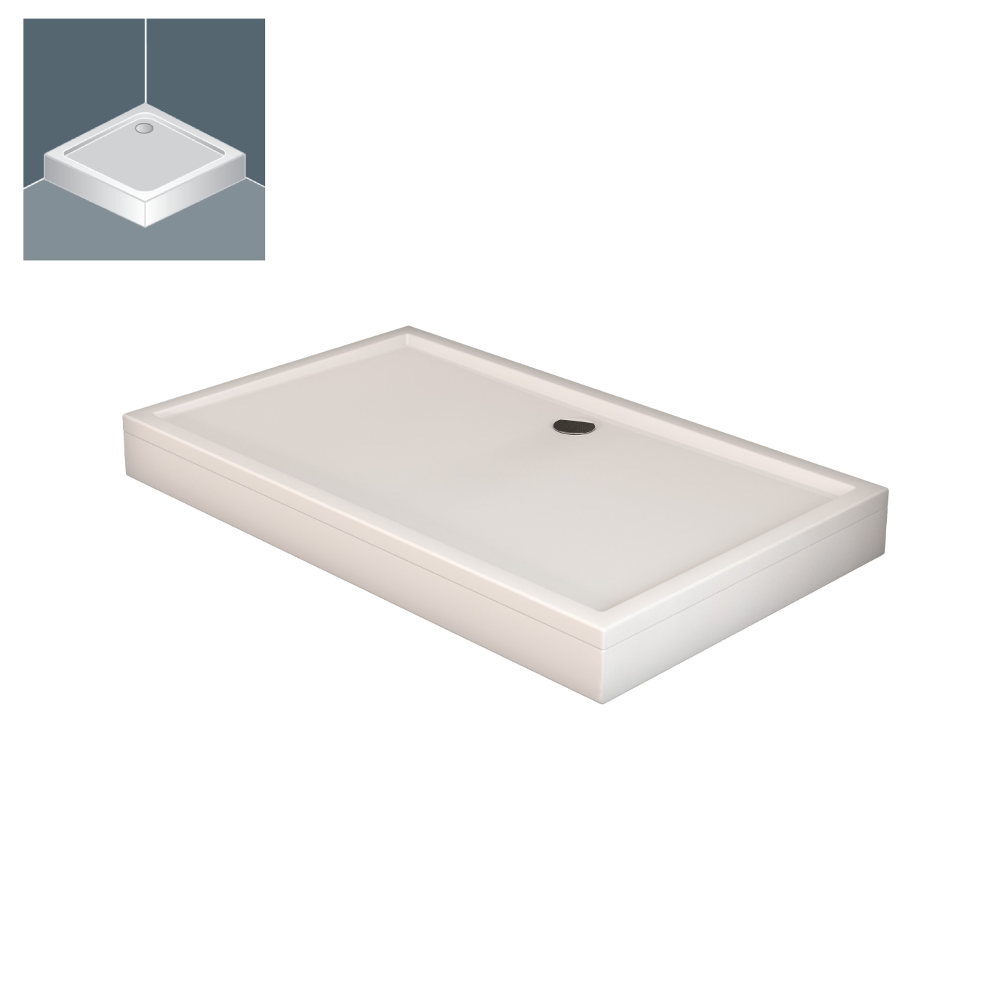 Kolpa San Flamenco White 90x100x4 tuš kada četvrtasta ugradna od sanitarnog akrila sa odlivom Ø90mm 785620