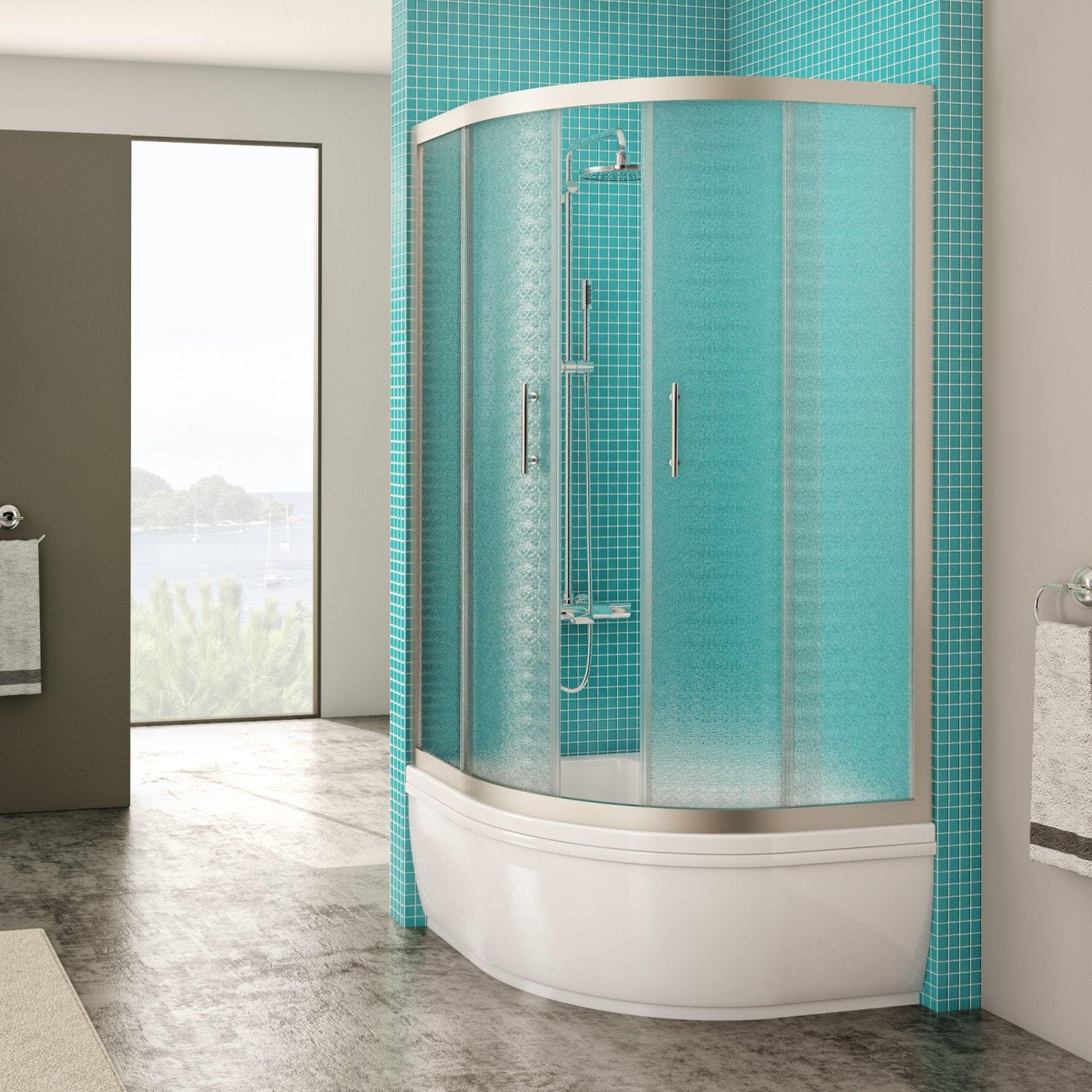 Kolpa San SQ Line Dixie 90x90 R550 Chrome tuš kabina polukružna visine 1600mm sa kaljenim Chinchilla staklom debljine 5/6mm 511500