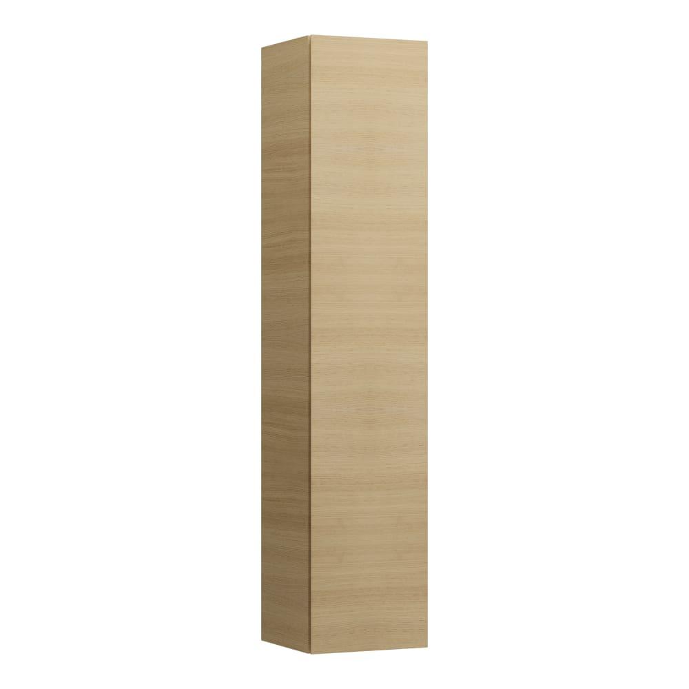 Laufen Il Bagno Alessi Light Oak konzolni visoki ormar (vertikala) 35,1x33,4x165 sa jednim vratima sa mehanizmom mekog zatvaranja, integrisanom ručkom na levoj strani i četiri police od zadimljenog stakla 4.3046.2.097.250.1