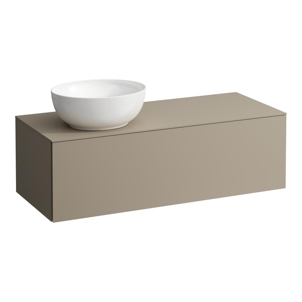 Laufen Il Bagno Alessi Pearl Beige konzolni ormar za umivaonik 120x50x37 sa fiokom, integrisanom ručkom sa leve i desne strane sifonskim izrezom na levoj strani i mehanizmom za meko zatvaranje 4.3031.2.097.270.1