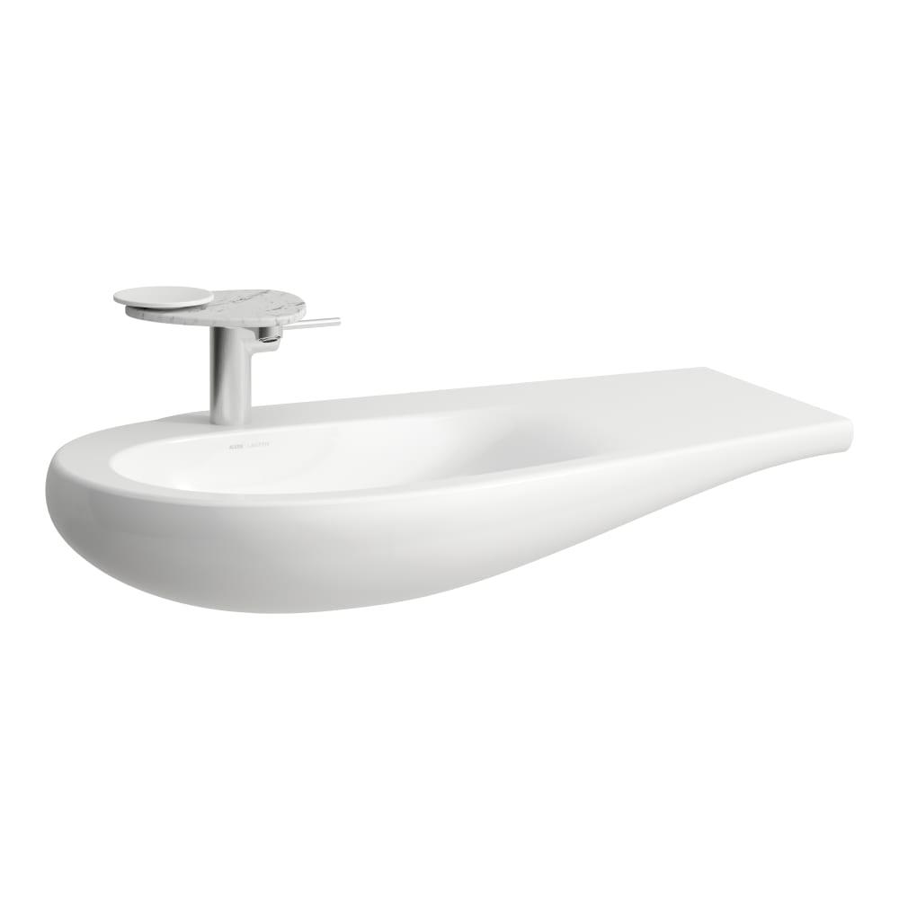 Laufen Il Bagno Alessi White LCC umivaonik (lavabo) 90x50x16,5 konzolni sa desnim zaravnjenjem i keramičkim poklopcem odlivnog ventila sifona nezatvorivim 8.1497.5.400.109.1