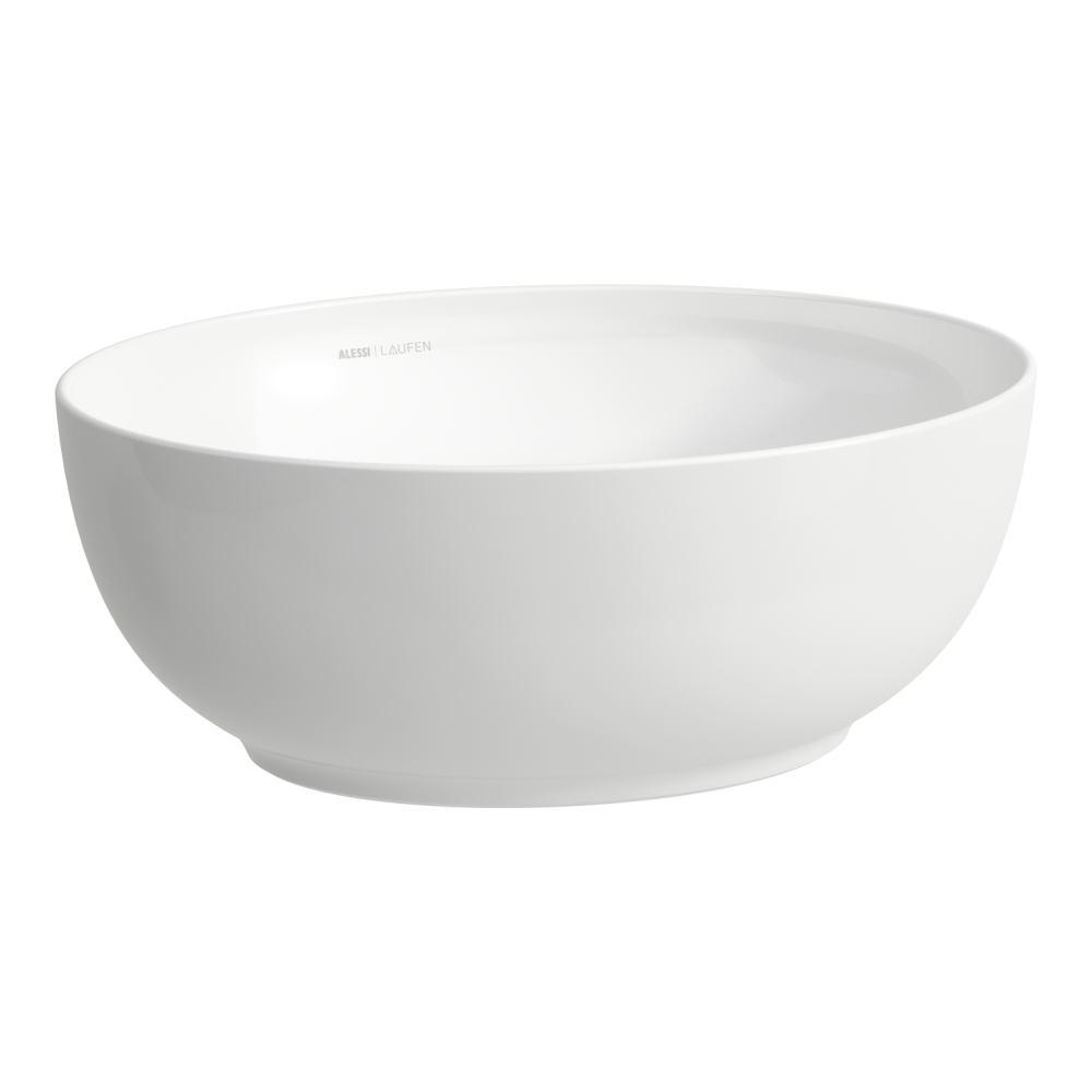 Laufen Il Bagno Alessi White Matt umivaonik (lavabo) 45x38x17 nadgradni, ovalnog oblika sa keramickim odvodnim ventilom sifona nezatvorivim 8.1897.5.757.112.1