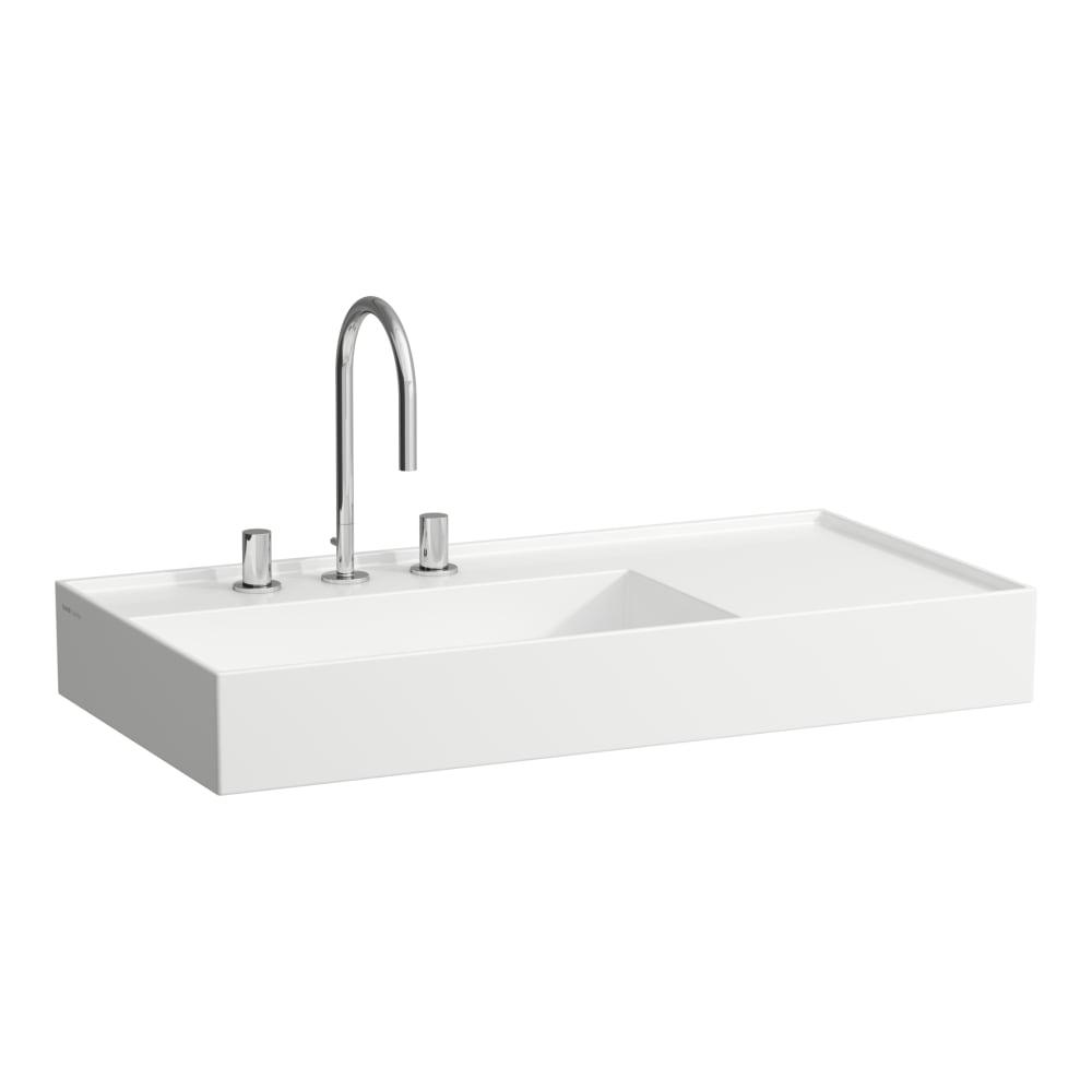 Laufen Kartell White umivaonik (lavabo) 90x46x12 konzolni i nadgradni sa rupom za bateriju, desnim zaravnjenjem i integrisanim odvodom 8.1033.8.000.111.1