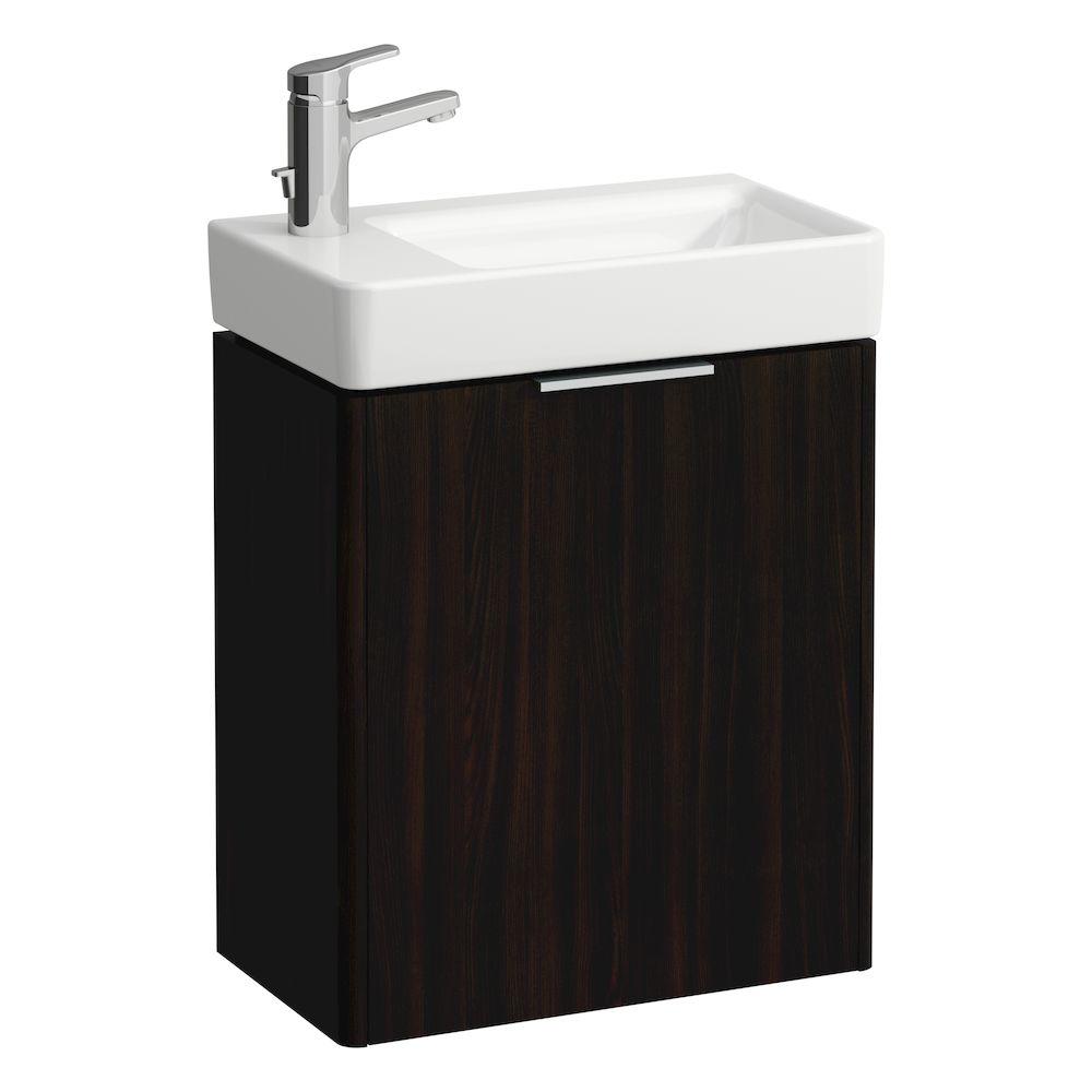 Laufen Pro S Dark Brown Elm ormar za umivaonik konzolni sa jednim vratima sa šarkama levo i jednom staklenom policom 47x26,5x53 4.0210.1.110.263.1