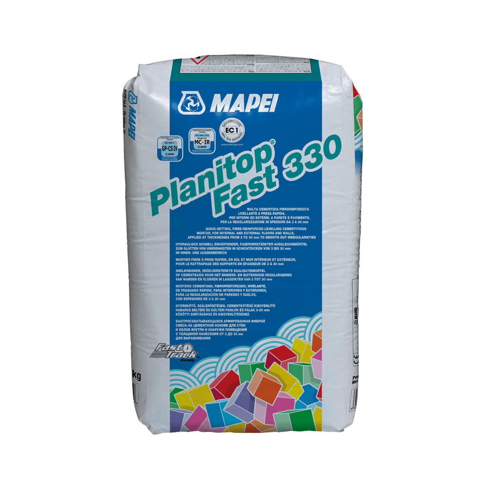 Mapei Planitop Fast 330 25kg brzovezujući malter za spoljašnju i unutrašnju upotrebu za debljine 3 - 30mm po sloju sa vlaknima za zaglađivanje (1,45kg/m<sup>2</sup>/mm)