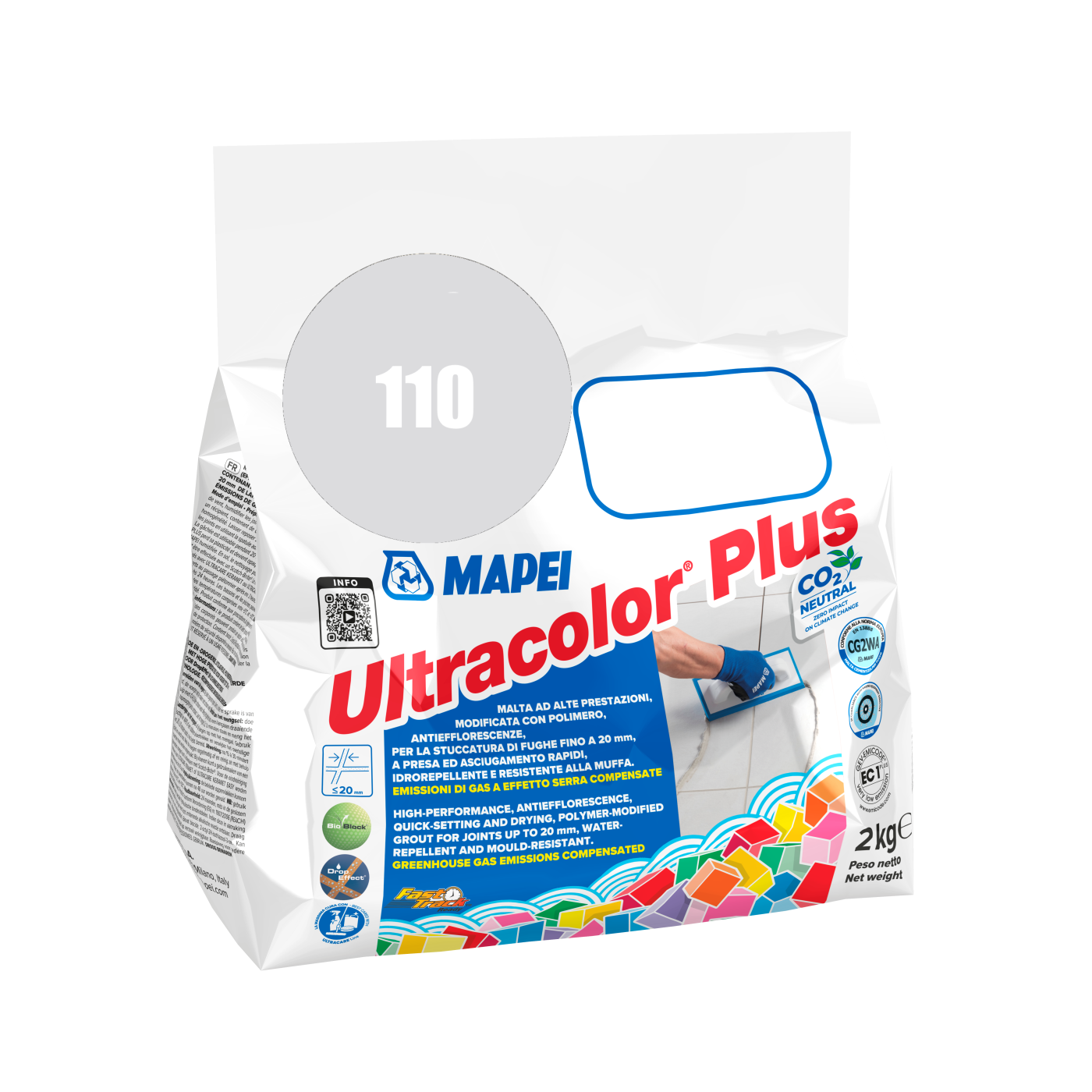 Mapei UltraColor Plus (110) Manhattan - menheten 2000 2kg cementna masa za fugovanje brzovezujuća i brzosušeća, vodoodbojna, otporna na buđ i iscvetavanje soli za fuge do 20mm