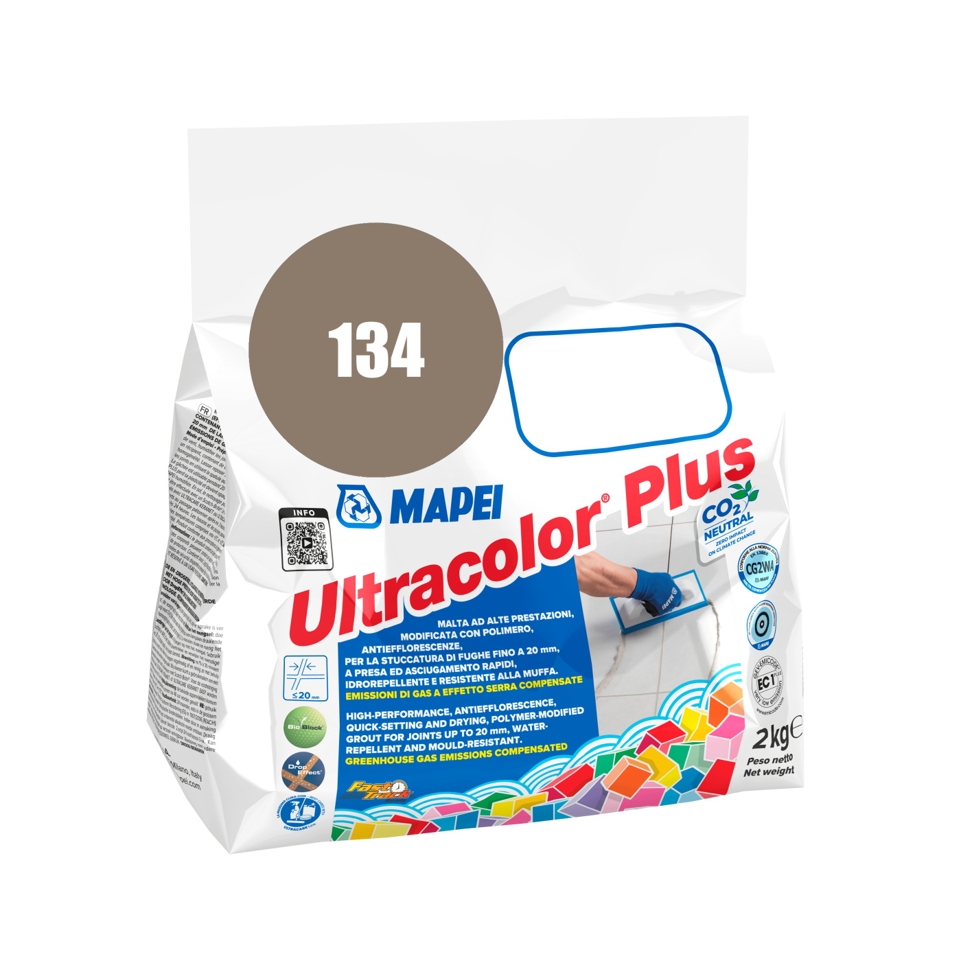 Mapei UltraColor Plus (134) Silk - svila 2kg cementna masa za fugovanje brzovezujuća i brzosušeća, vodoodbojna, otporna na buđ i iscvetavanje soli za fuge do 20mm