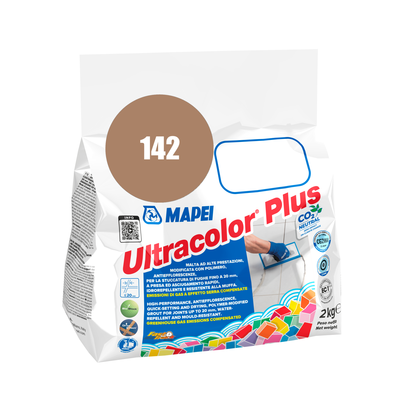 Mapei UltraColor Plus (142) Marrone - braon 2kg cementna masa za fugovanje brzovezujuća i brzosušeća, vodoodbojna, otporna na buđ i iscvetavanje soli za fuge do 20mm