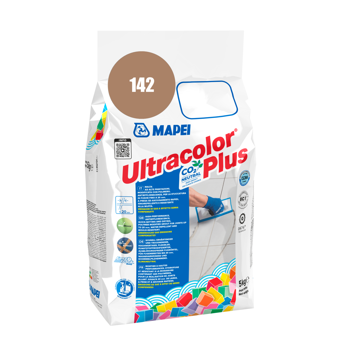 Mapei UltraColor Plus (142) Marrone - braon 5kg cementna masa za fugovanje brzovezujuća i brzosušeća, vodoodbojna, otporna na buđ i iscvetavanje soli za fuge do 20mm