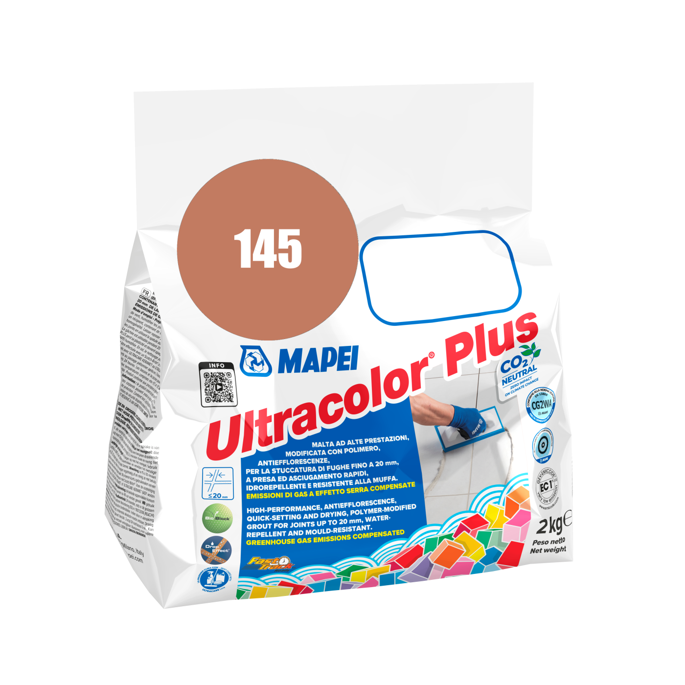 Mapei UltraColor Plus (145) Terra Di Siena 2kg cementna masa za fugovanje brzovezujuća i brzosušeća, vodoodbojna, otporna na buđ i iscvetavanje soli za fuge do 20mm