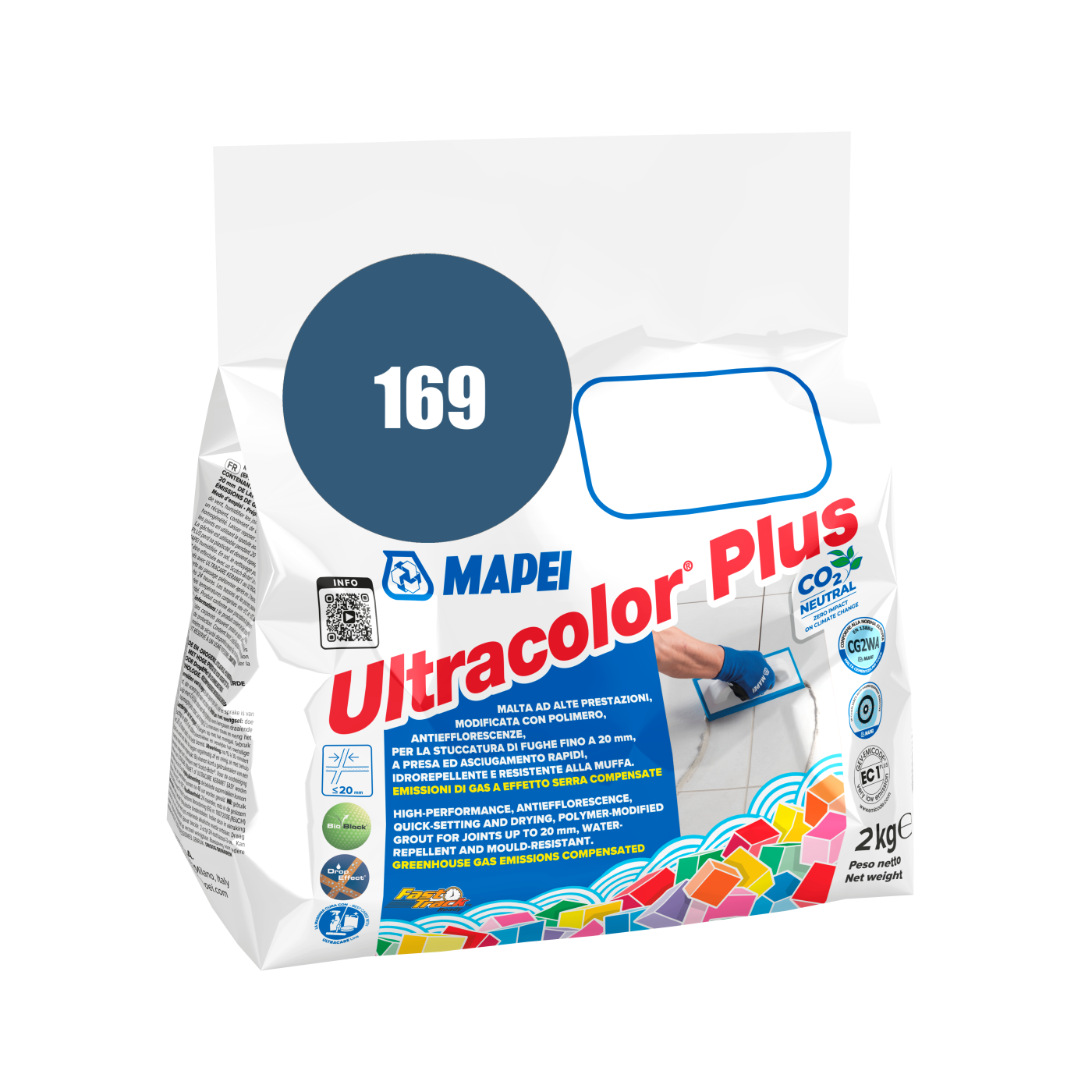 Mapei UltraColor Plus (169) Steel Blue - čelik plava 2kg cementna masa za fugovanje brzovezujuća i brzosušeća, vodoodbojna, otporna na buđ i iscvetavanje soli za fuge do 20mm