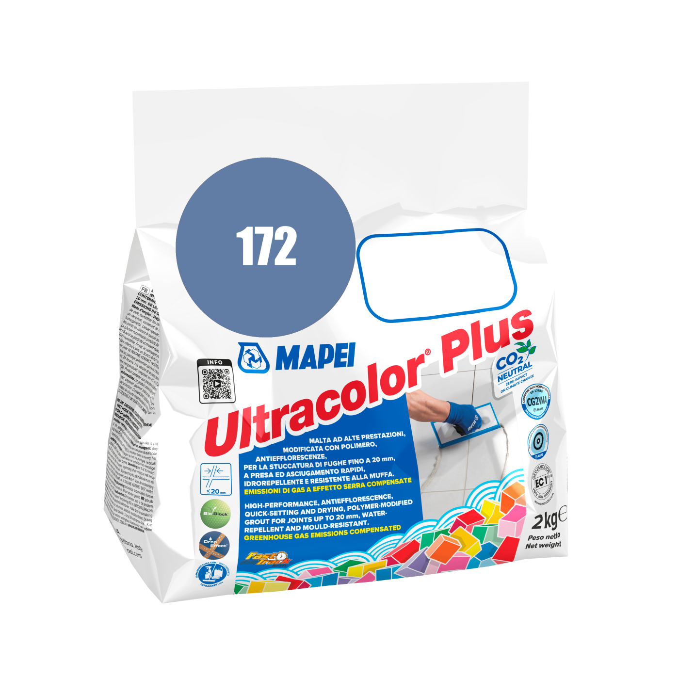 Mapei UltraColor Plus (172) S.Blue - svemirsko plavo 2kg cementna masa za fugovanje brzovezujuća i brzosušeća, vodoodbojna, otporna na buđ i iscvetavanje soli za fuge do 20mm