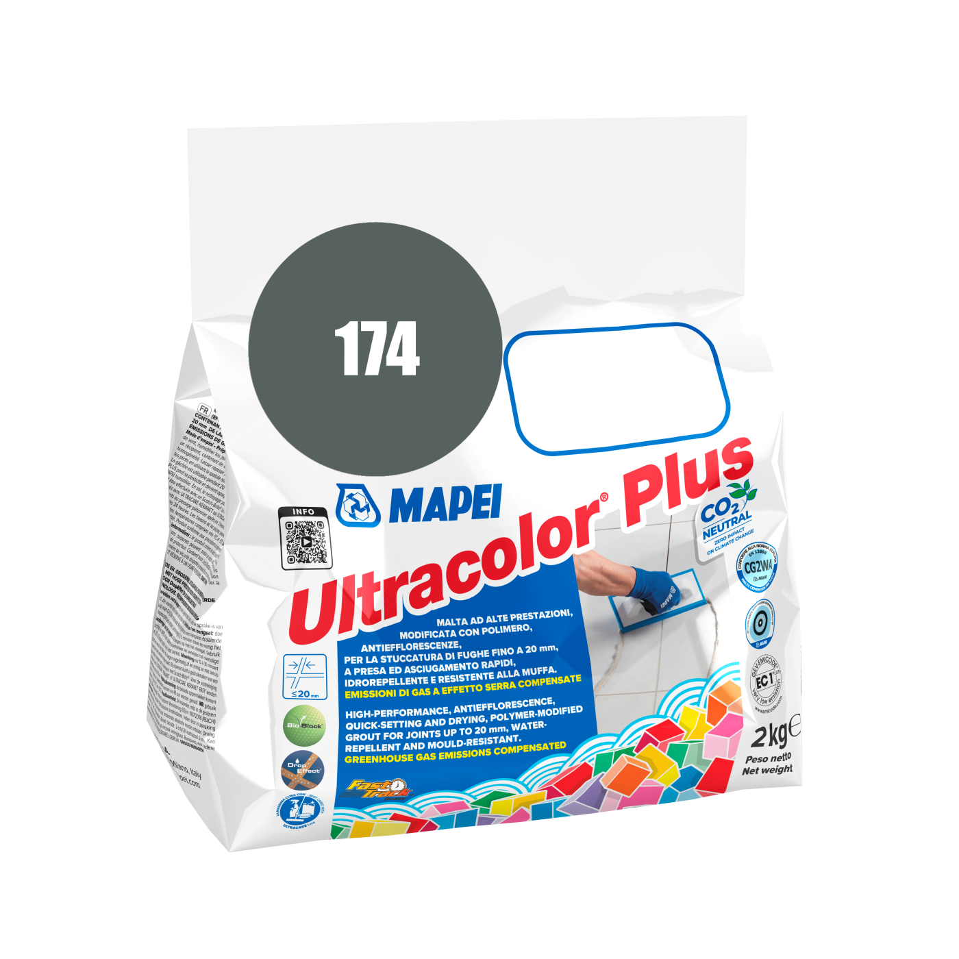 Mapei UltraColor Plus (174) Tornado - tornado 2kg cementna masa za fugovanje brzovezujuća i brzosušeća, vodoodbojna, otporna na buđ i iscvetavanje soli za fuge do 20mm