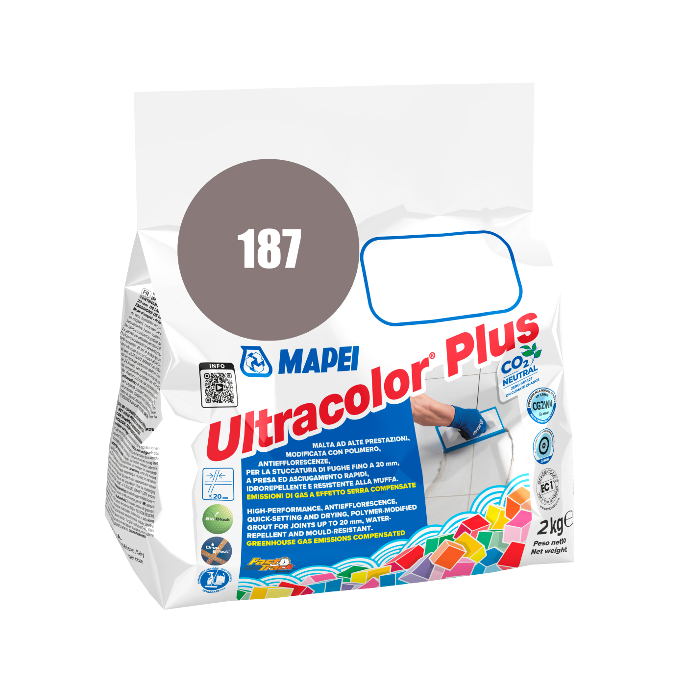 Mapei UltraColor Plus (187) Linen - lan 2kg cementna masa za fugovanje brzovezujuća i brzosušeća, vodoodbojna, otporna na buđ i iscvetavanje soli za fuge do 20mm