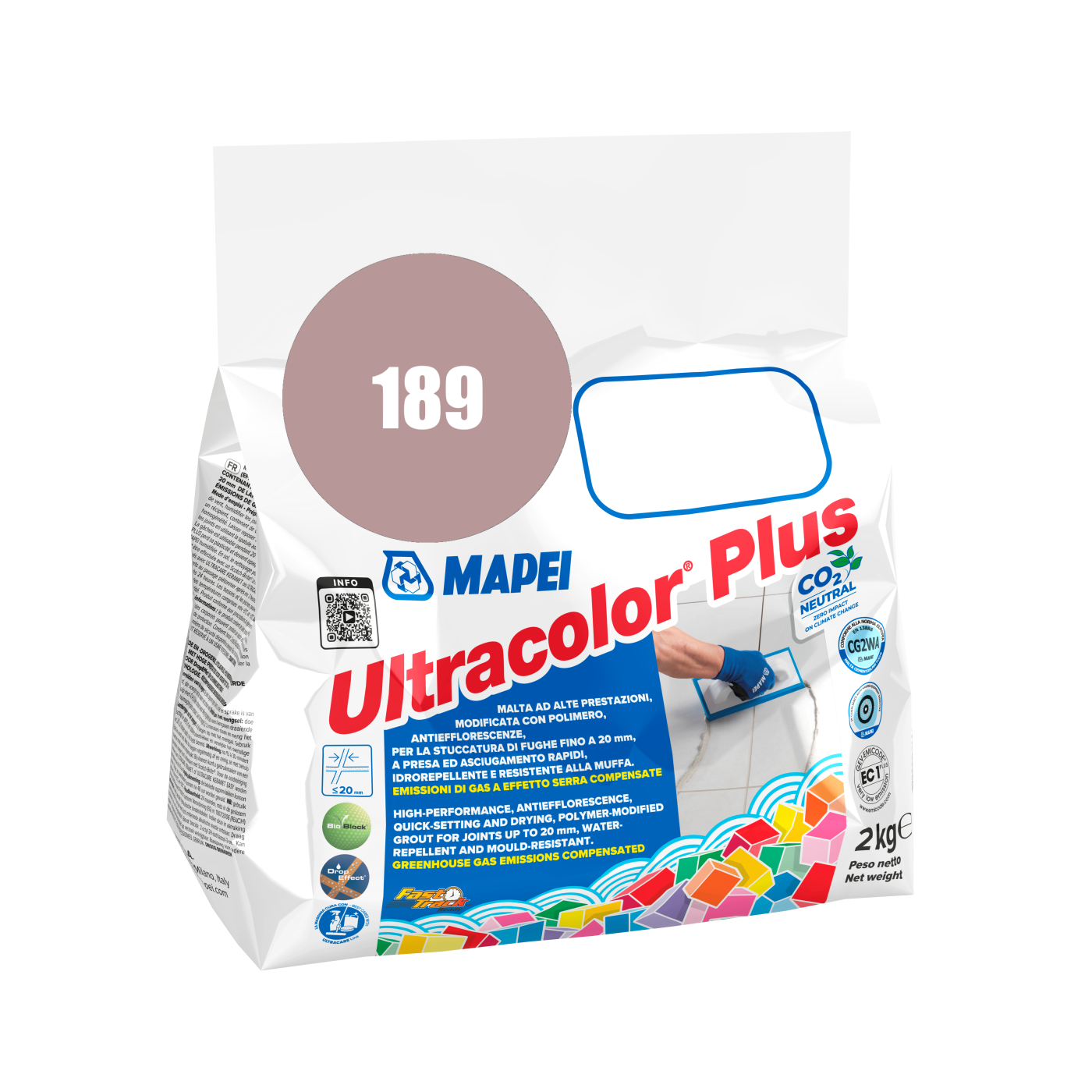 Mapei UltraColor Plus (189) Spelt - spelt 2kg cementna masa za fugovanje brzovezujuća i brzosušeća, vodoodbojna, otporna na buđ i iscvetavanje soli za fuge do 20mm