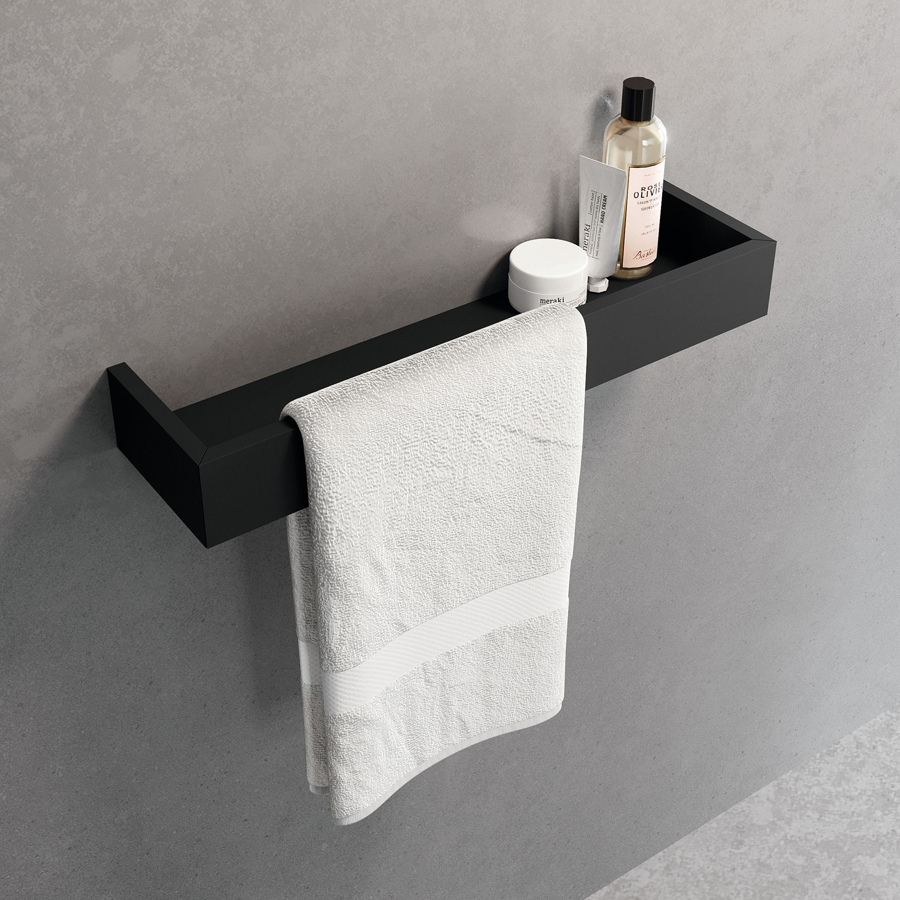 Novellini Frame Matt Black držač peškira sa policom 45x12x6 R90AKFMPS45-H