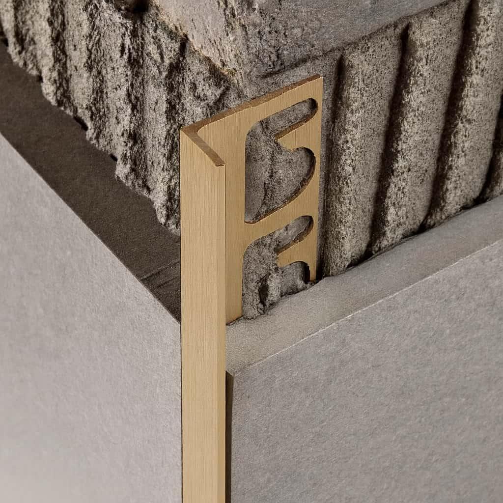 Progress Profiles Proterminal 10,0mm Brushed Gold PTBOS100 lajsna (profil) ugaona aluminijumska za pločice dužine 2,7m u termofoliji