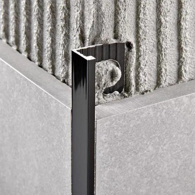 Progress Profiles Proterminal 12,5mm Black PTNE125 lajsna (profil) ugaona aluminijumska za pločice dužine 2,7m u termofoliji