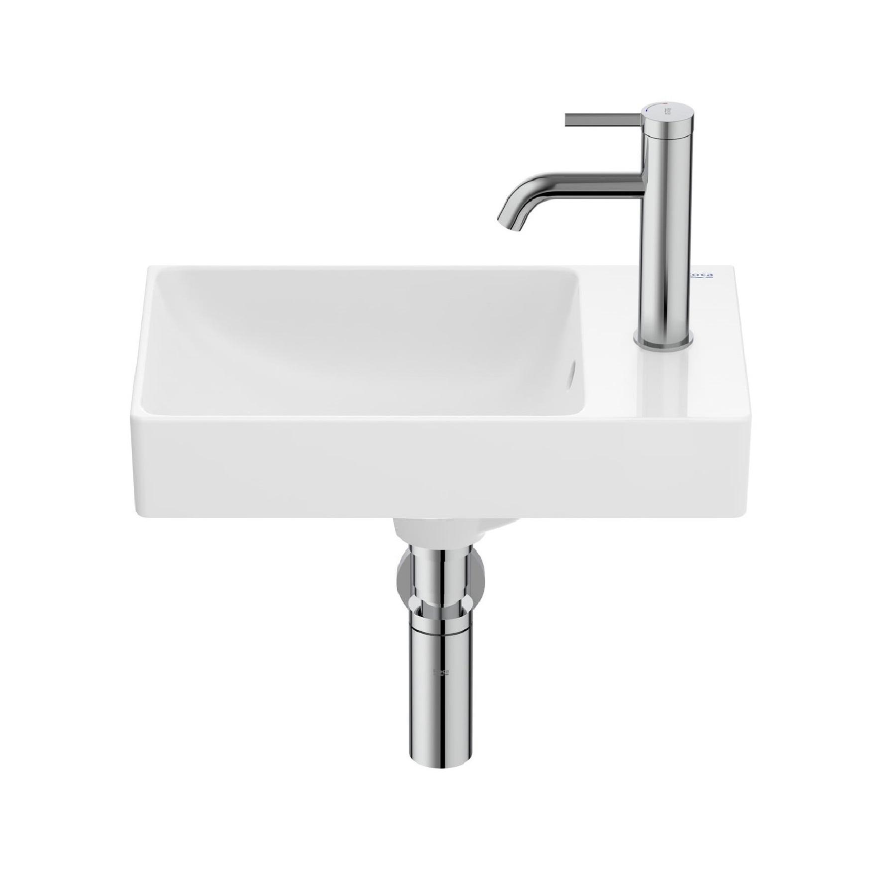 Roca Ona White Fineceramic® umivaonik (lavabo) 45x26x8 konzolni sa rupom za bateriju desno i prelivom A327681000