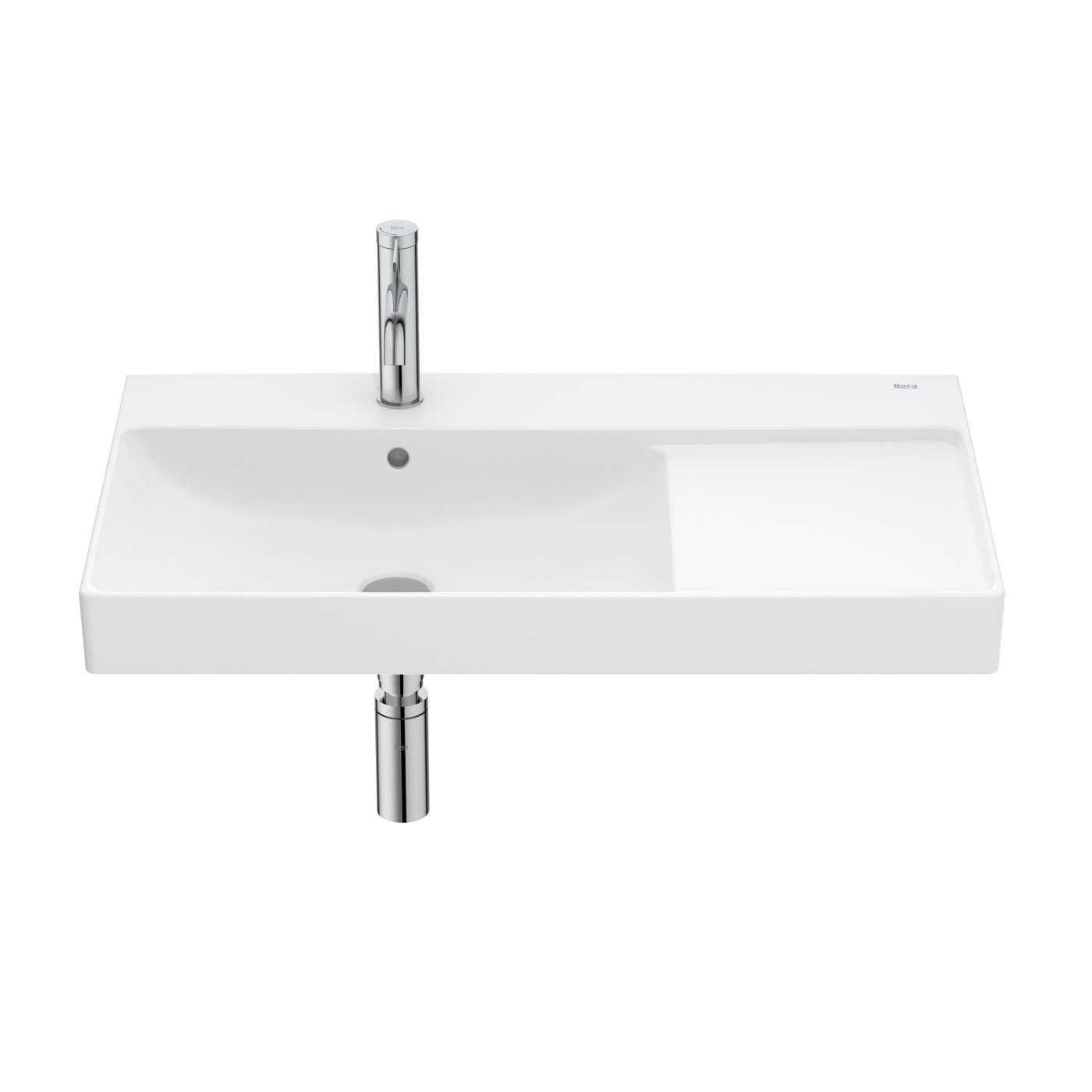 Roca Ona Matt White Fineceramic® umivaonik (lavabo) 80x46x8 konzolni sa rupom za bateriju i desnim zaravnjenjem A327689620