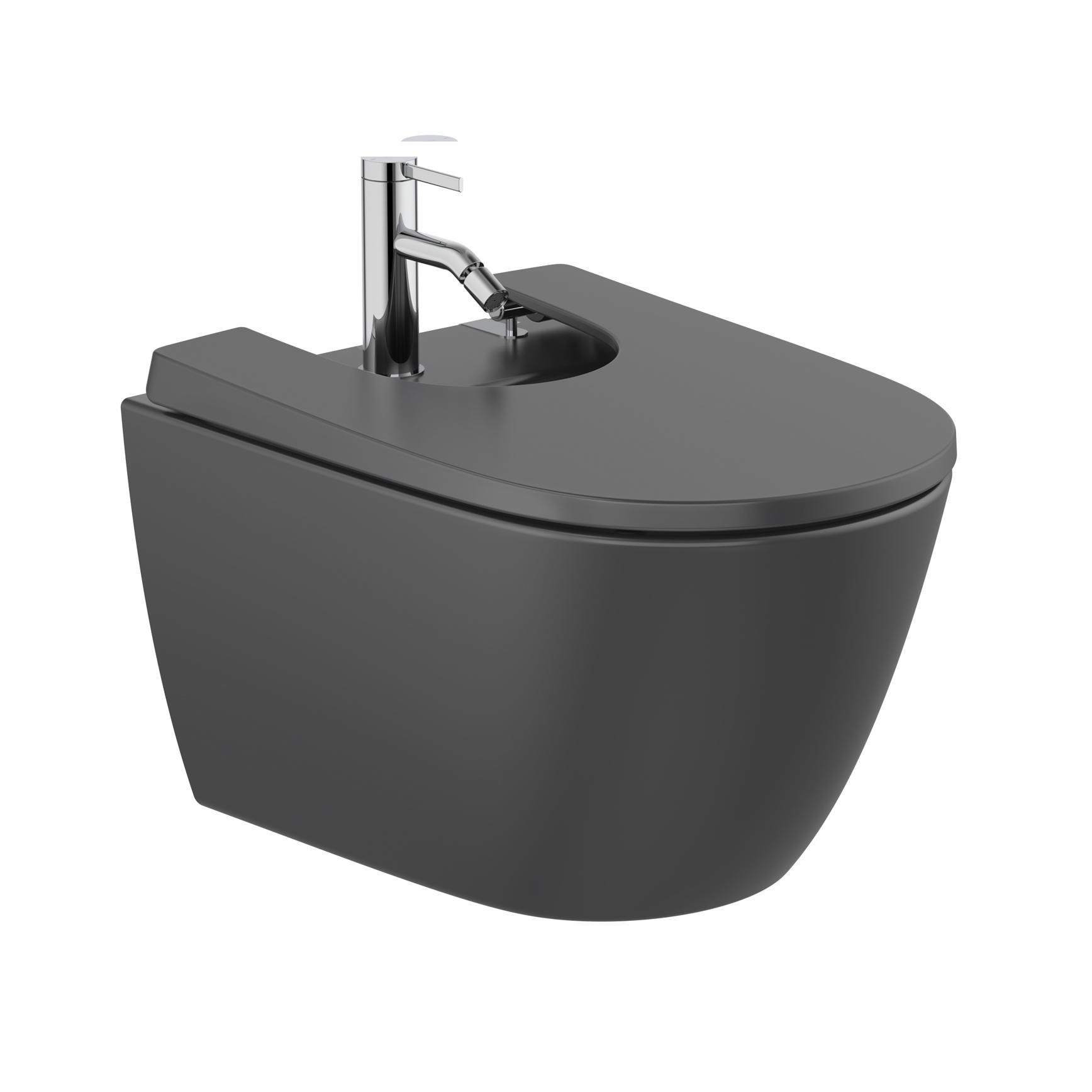 Roca Ona Black bide konzolni sa rupom za bateriju 36x53x29 ovalni A357685080