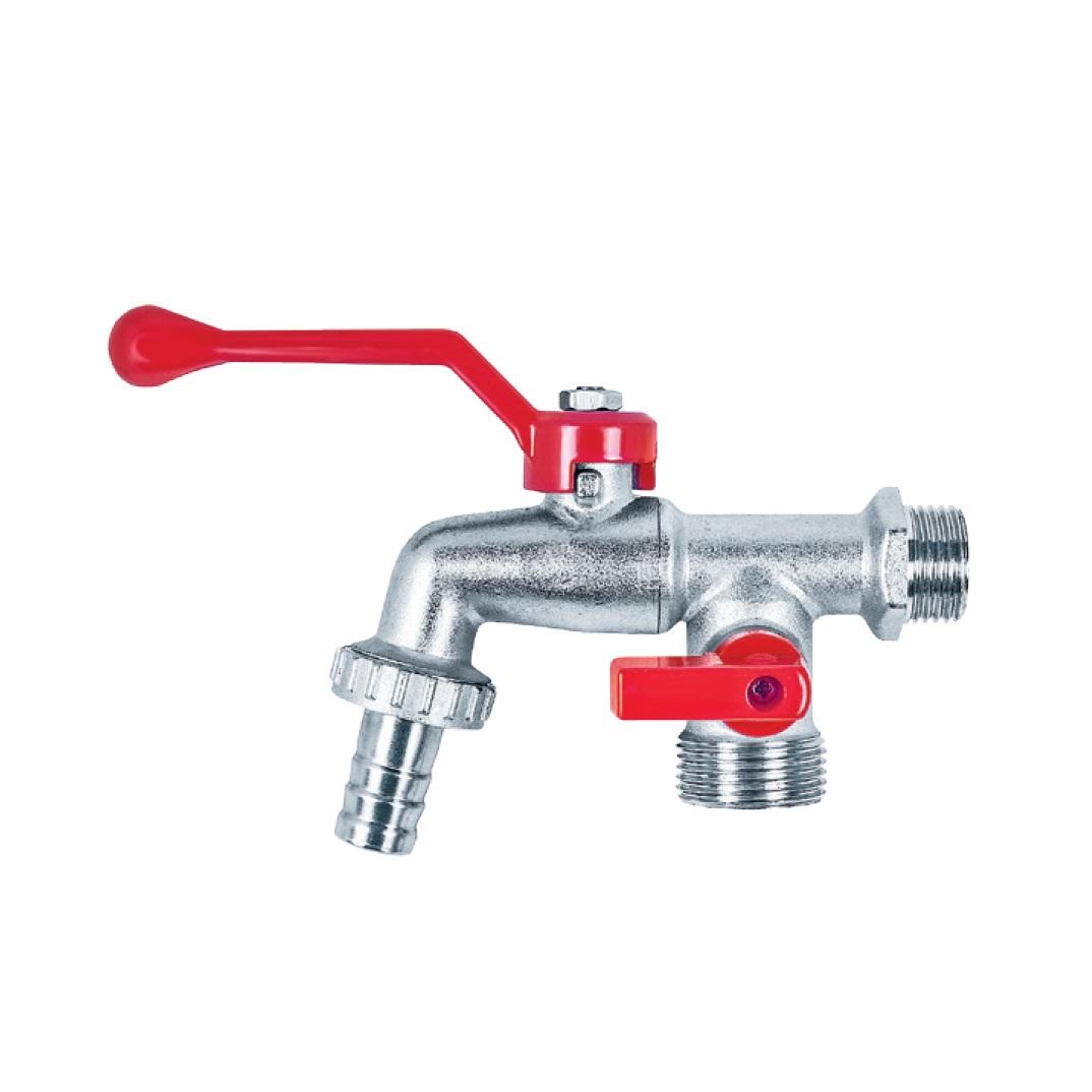 Rosan Armor Chrome slavina ispustna kuglasta baštenska sa holenderom 3/4" i crvenim ručkama A570012