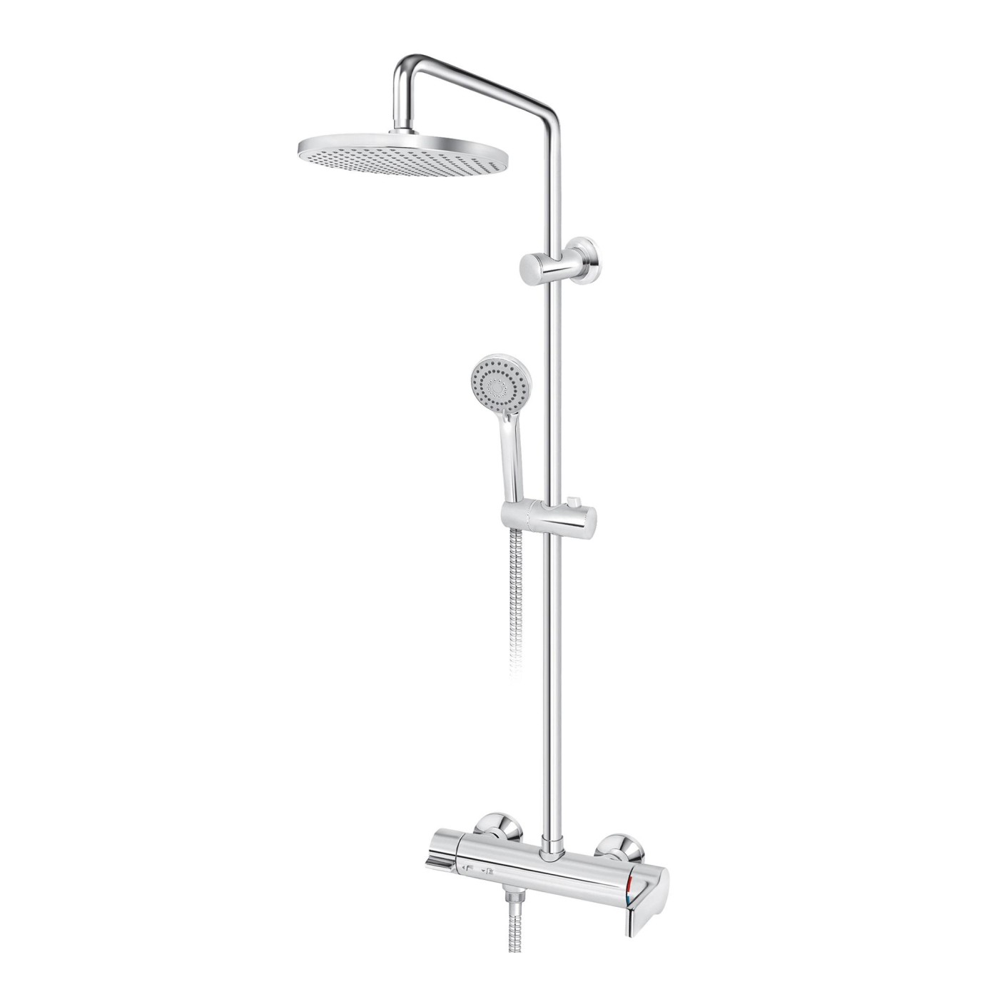 Rosan B/2 200 Chrome tuš sistem usponski sa baterijom, ručnim tuš setom i okruglim nadglavnim tušem JB37251