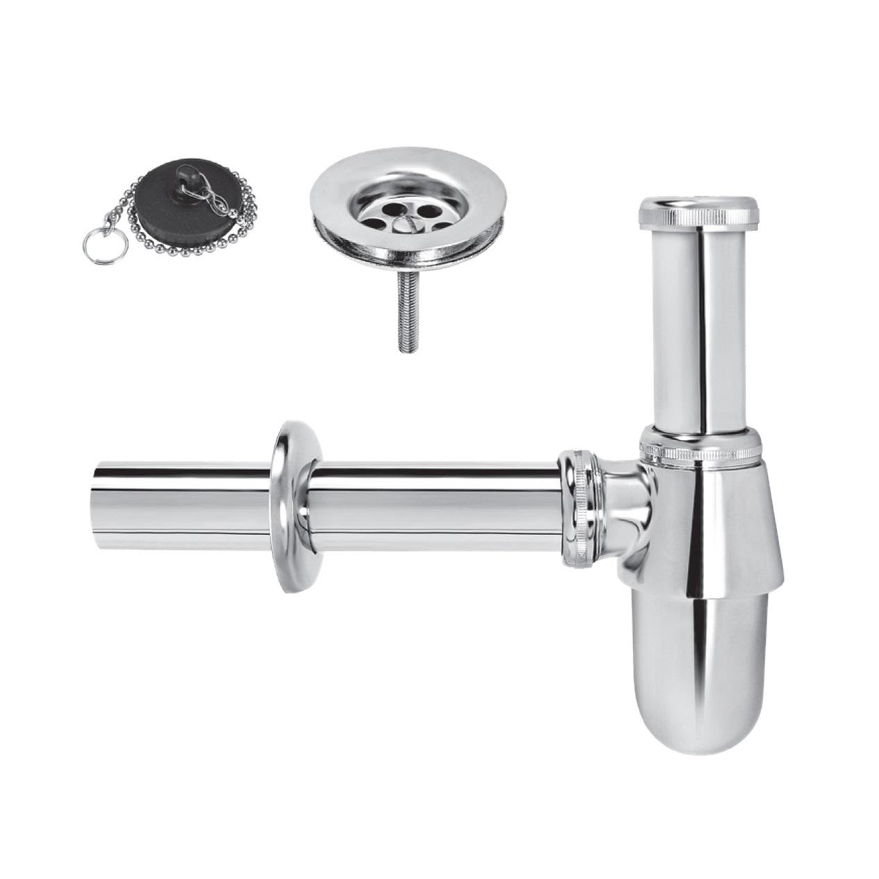 Rosan Chrome sifon za umivaonik - zamak sa odlivom i čepom 5/4"-32mm visine max 110cm i dužine 20cm S200/Z