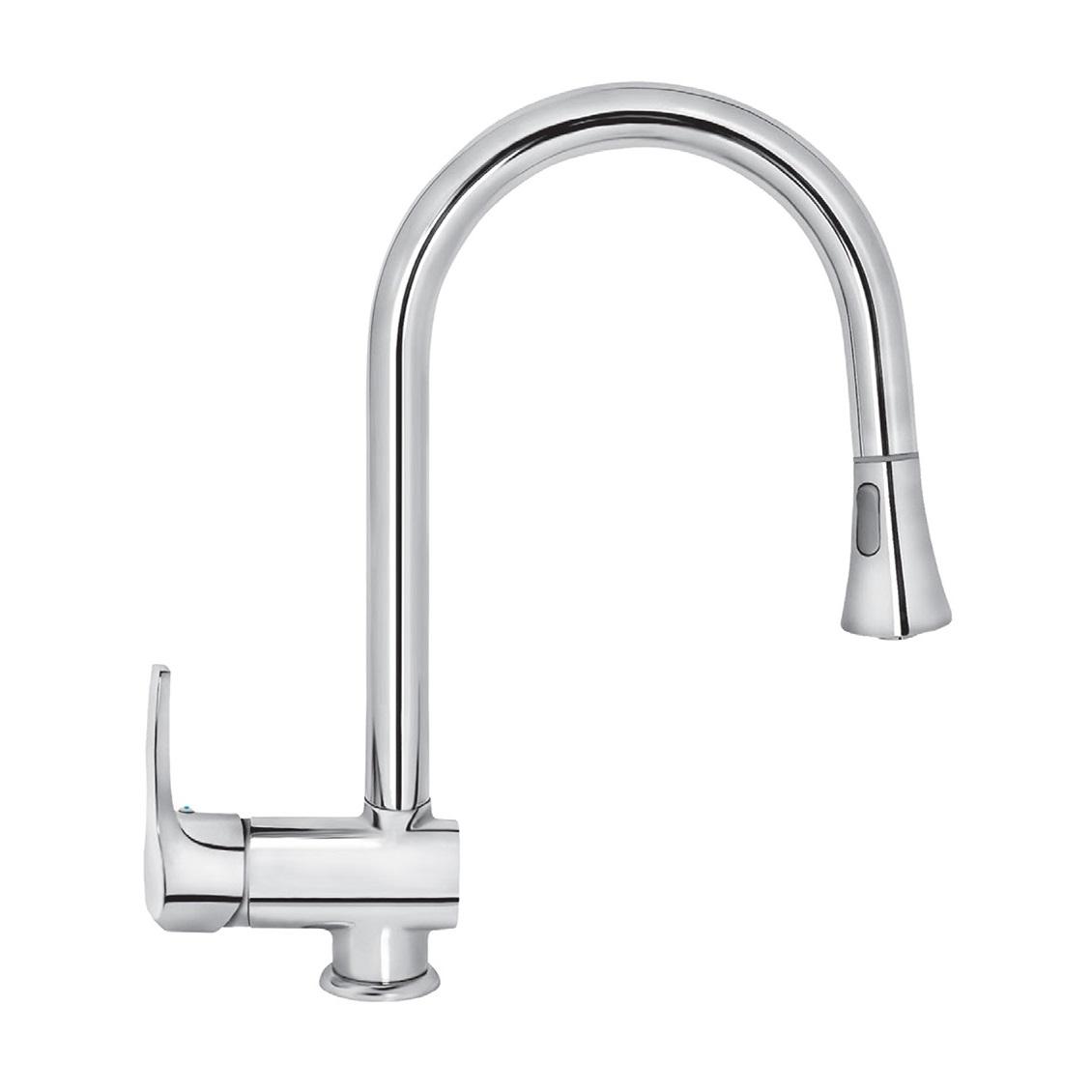 Rosan Cubo 180 Chrome baterija (slavina) za sudoperu sa izvlačnim tušem sa 3 cevi JC38503