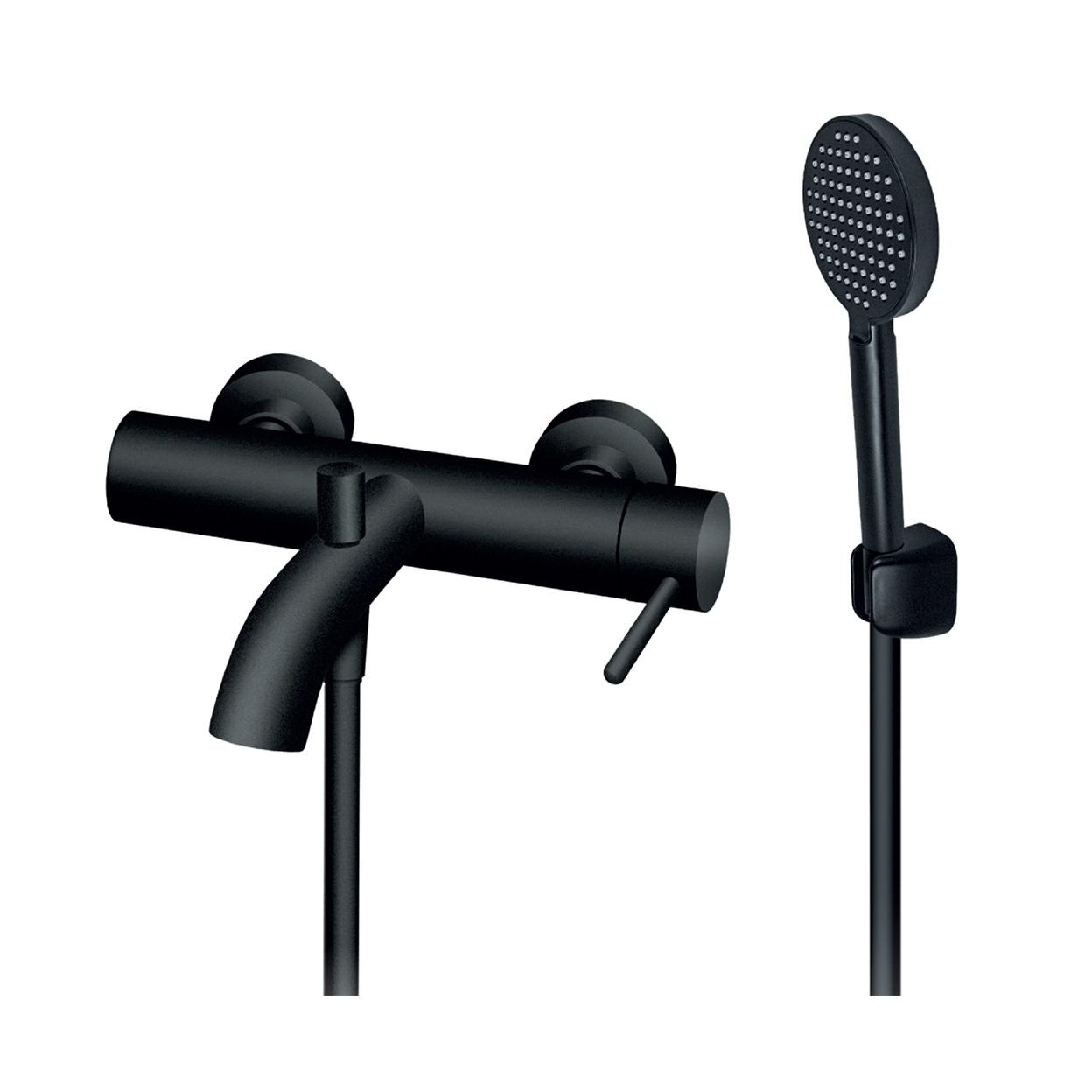 Rosan Dark Matt Black baterija (slavina) za tuš sa izlivom i ručnim tuš setom - gratis JD33101