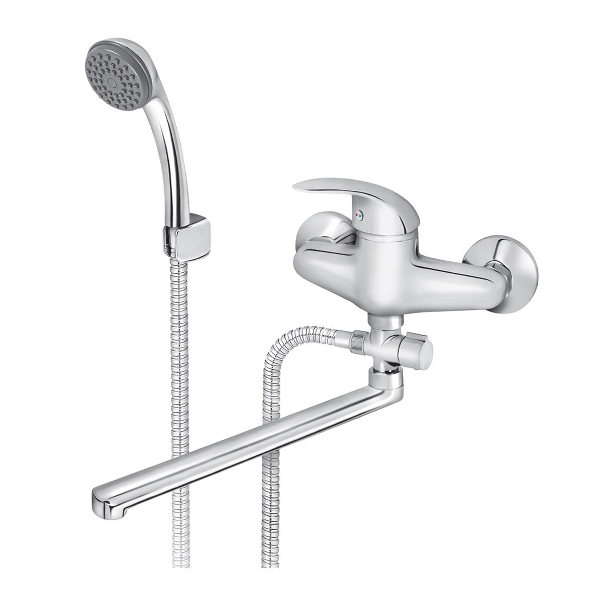 Rosan King Chrome 360 švedska baterija (slavina) za umivaonik/kadu zidna sa ručnim tuš setom J341001