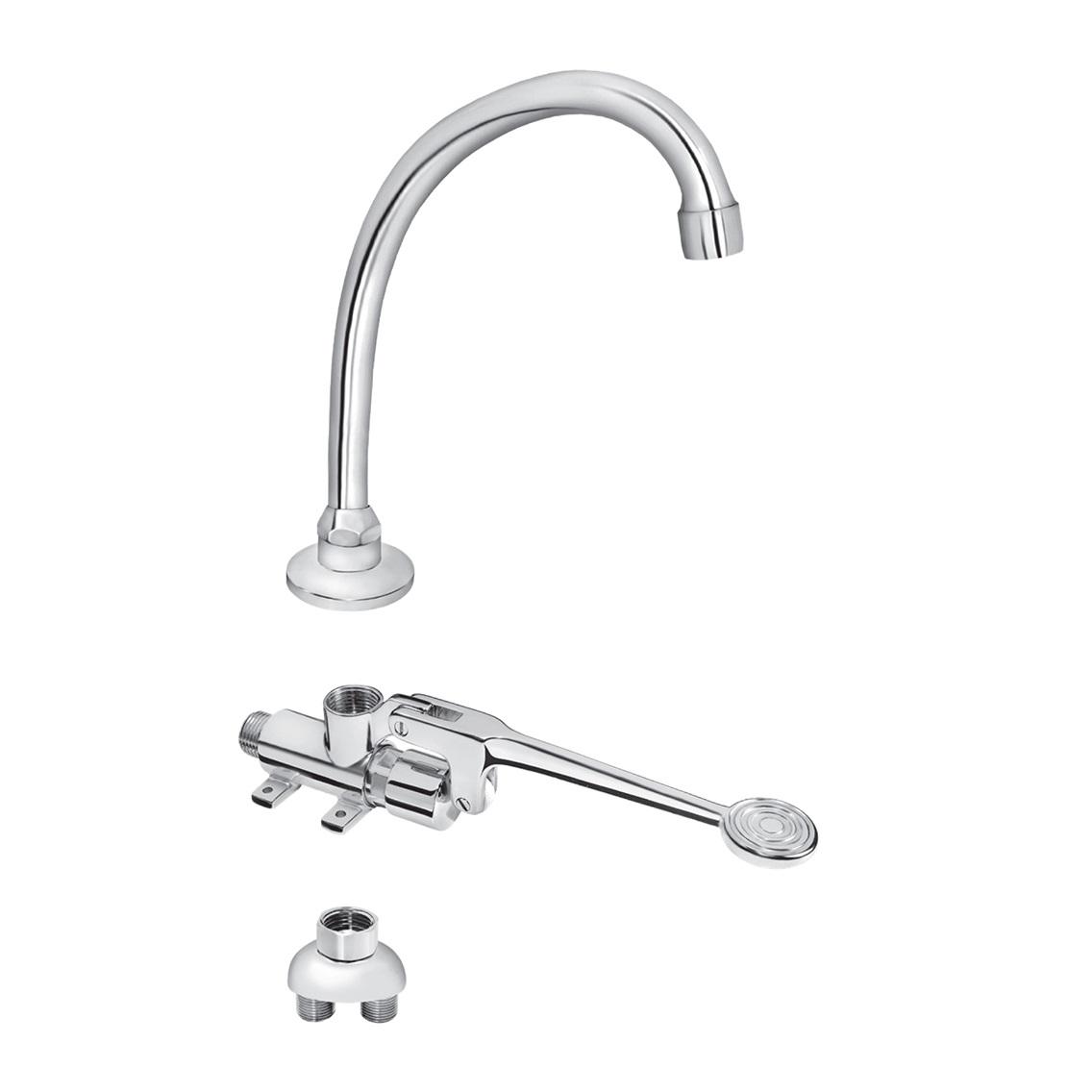 Rosan Public+ 220 Chrome baterija (slavina) sa pokretnim izlivom i pedalom sa automatskim zatvaranjem nakon 3 sekunde A75402MN3