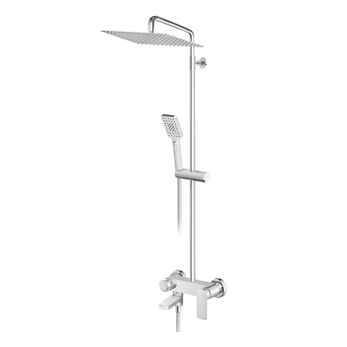 Rosan S2 200/300 Chrome tuš sistem usponski sa baterijom sa izlivom, ručnim tuš setom i četvrtastim nadglavnim tušem 237351