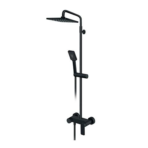 Rosan S2 Black 210 Matt Black tuš sistem usponski sa baterijom, ručnim tuš setom i četvrtastim nadglavnim tušem 237251B