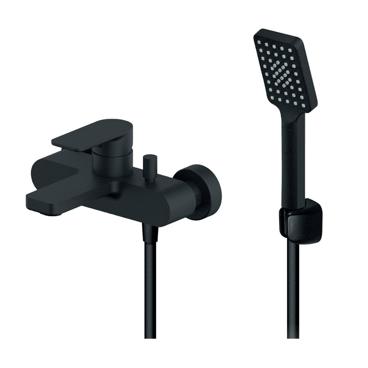 Rosan S2 Black baterija (slavina) za tuš sa izlivom i ručnim tuš setom 233101B