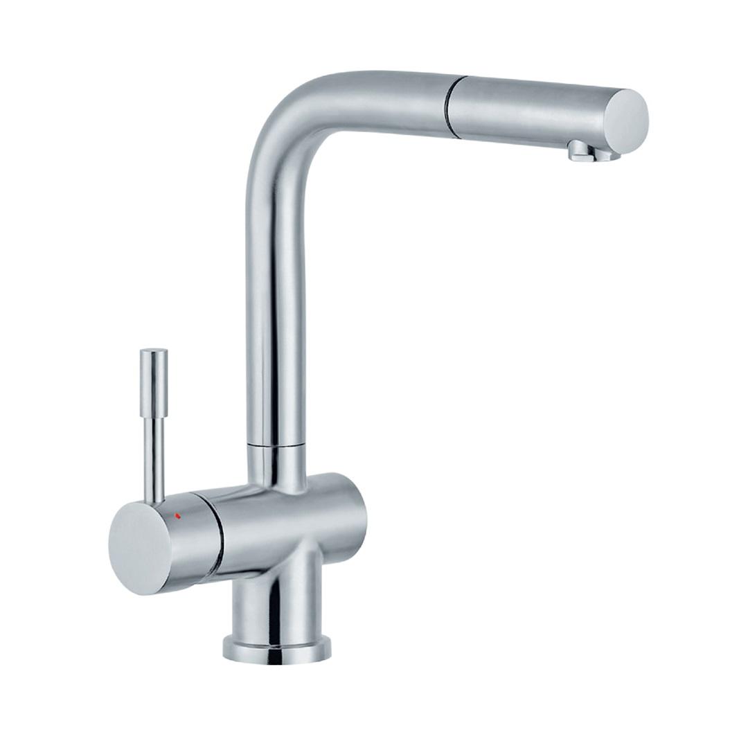 Rosan Steel 250 Stainless Steel baterija (slavina) za sudoperu sa izvlačećim tušem sa 3 cevi JS38603