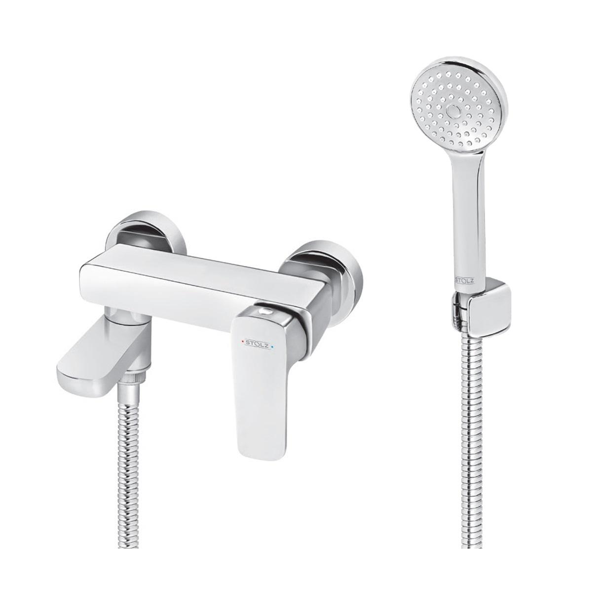 Rosan Stolz Chrome baterija (slavina) za tuš sa izlivom izvlačećim i ručnim tuš setom 137401