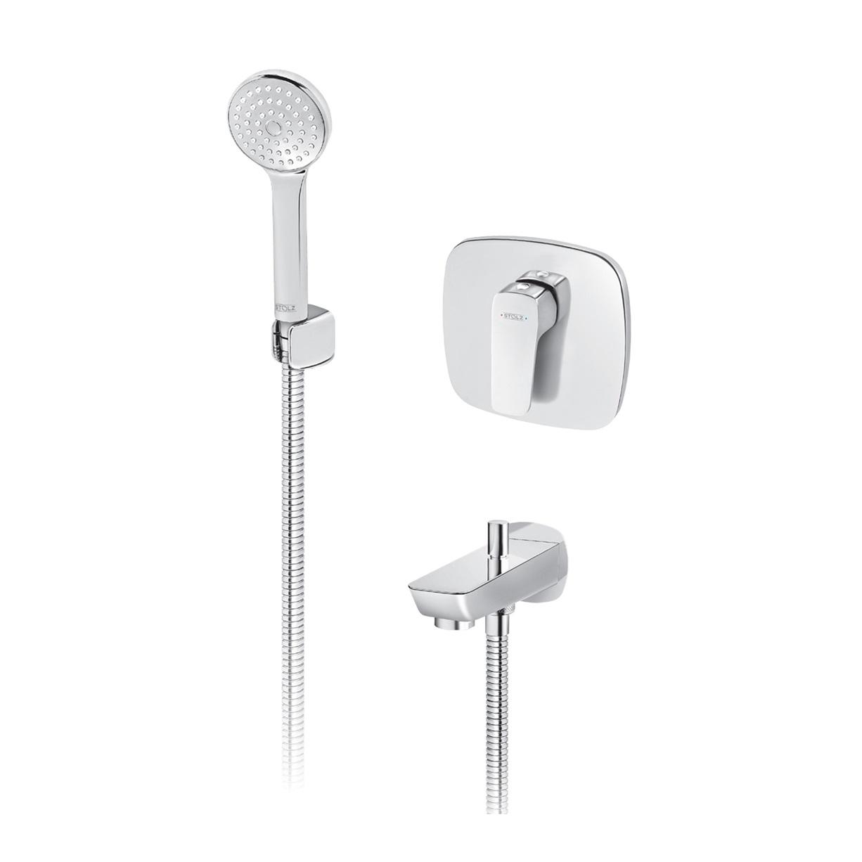 Rosan Stolz Chrome ugradni mešač, izliv sa prebacivačem i ručni tuš set 131201