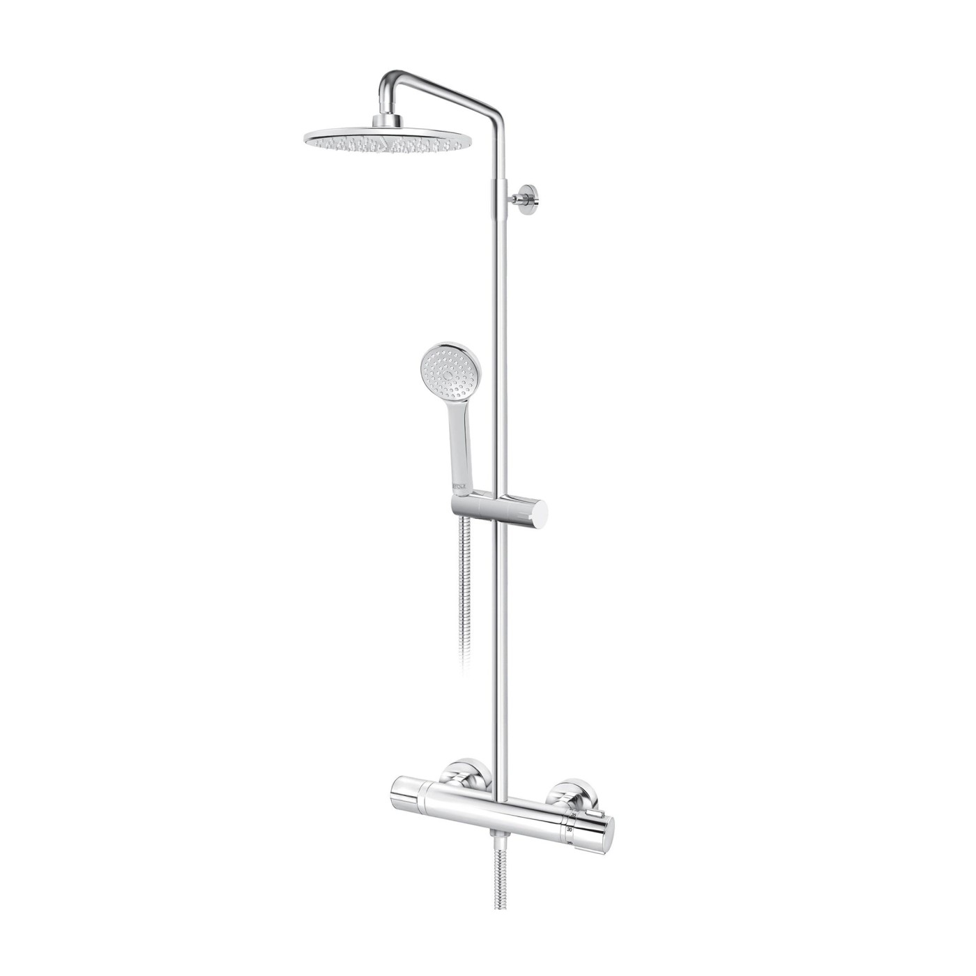 Rosan Stolz Thermo 220 Chrome kompletni tuš sistem termostatski sa ručnim tuš setom i okruglim nadglavnim tušem 1T37251