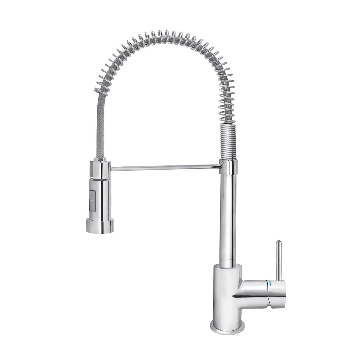 Rosan Zerro 160 Chrome baterija (slavina) za sudoperu poluprofesionalna sa izvlačećim tušem i fleksibilnim izlivom sa oprugom JZ38901