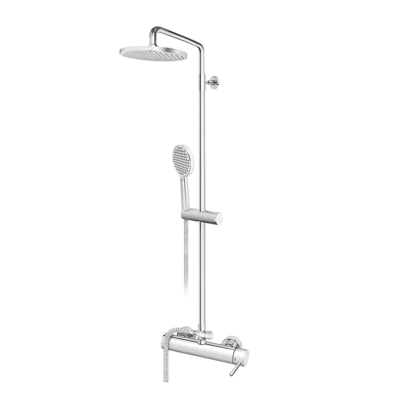 Rosan Zerro 220 Chrome tuš sistem usponski sa baterijom, ručnim tuš setom i okruglim nadglavnim tušem JZ37251