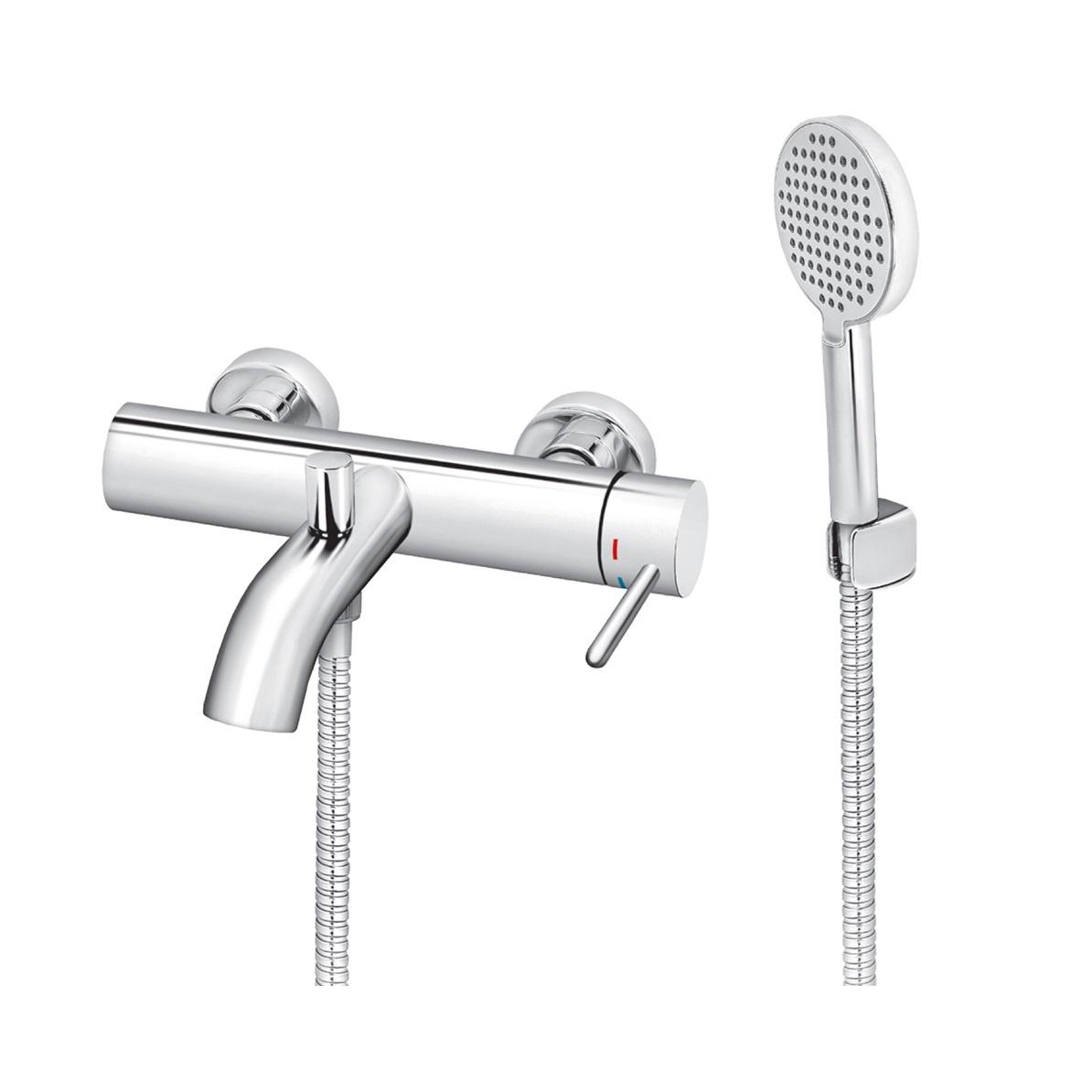 Rosan Zerro Chrome baterija (slavina) za tuš sa izlivom i ručnim tuš setom JZ33101