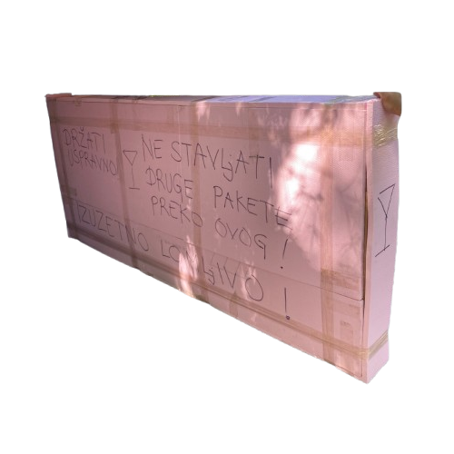 Trošak oblaganja fabričkog pakovanja tuš kabine ili kade za kupanje u stirodur 2cm povezan trakom radi dodatne zaštite kod transporta brzom poštom