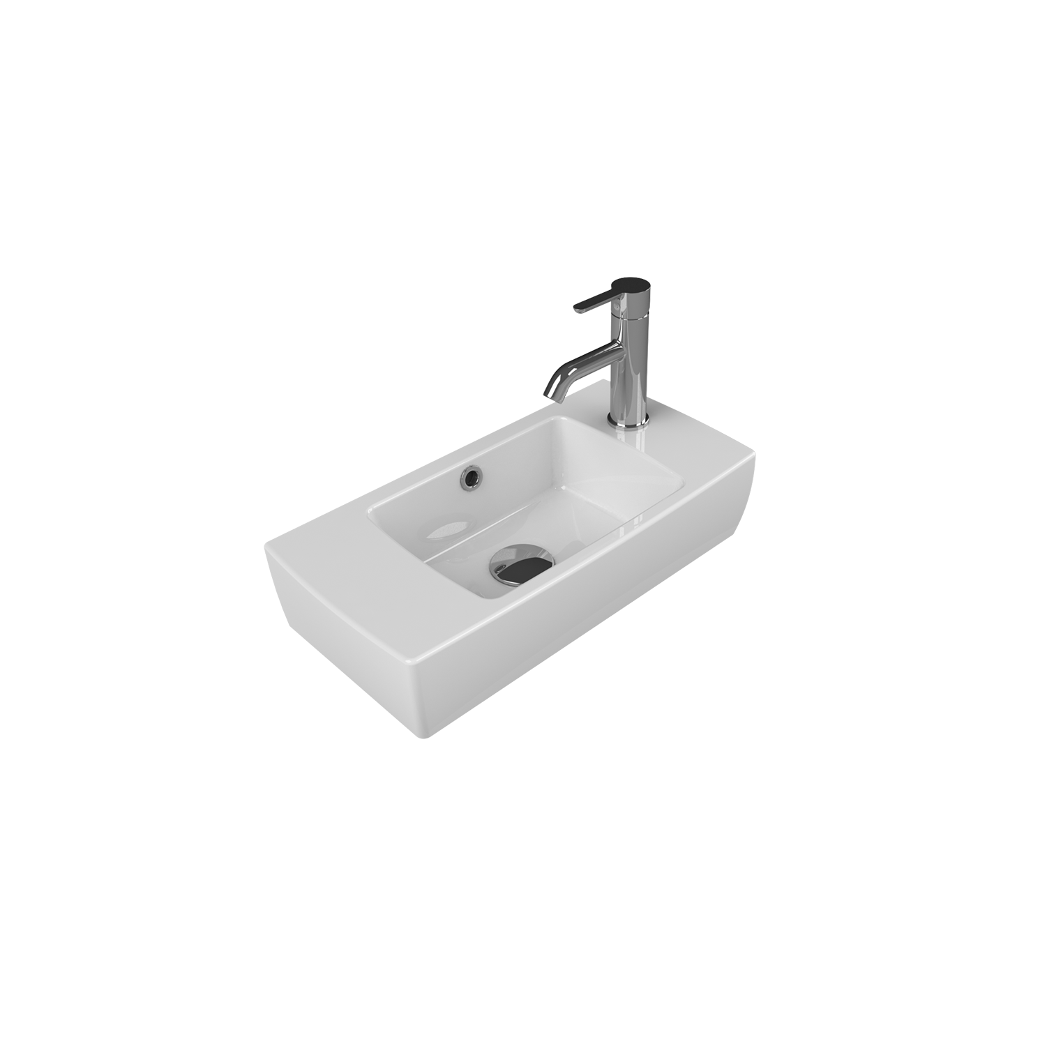 Turkuaz CeraStyle City White umivaonik (lavabo) 50x25x11,5 konzolni sa rupom za bateriju desno i prelivom 1500U