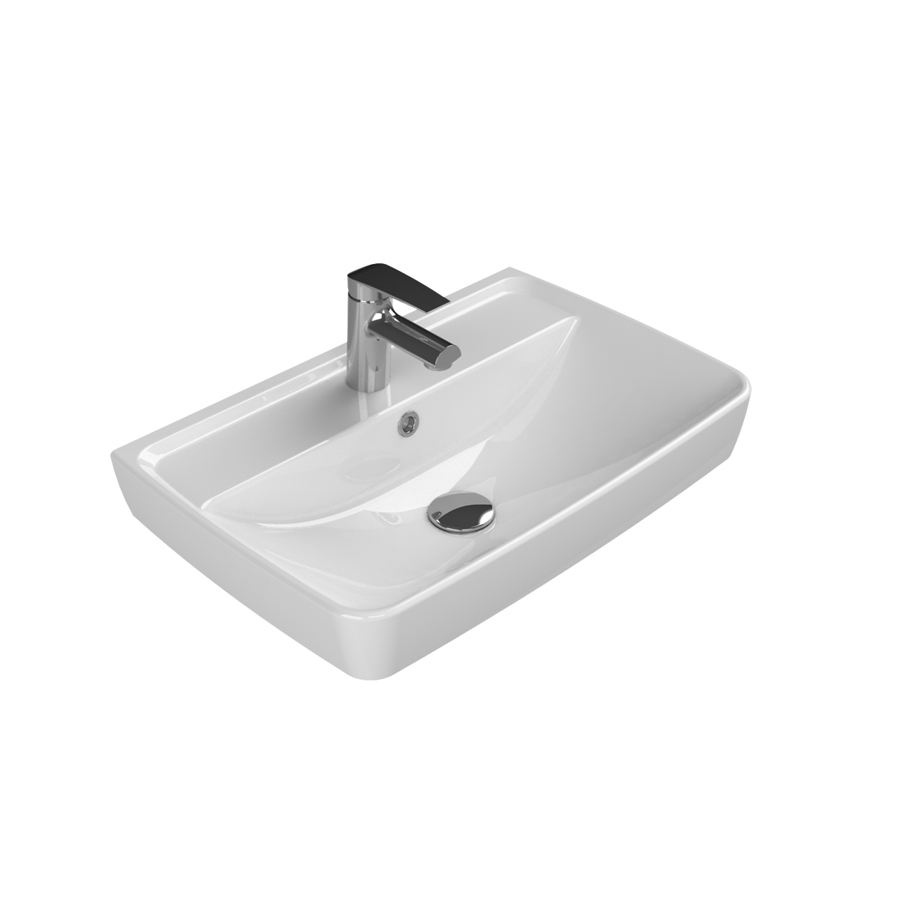Turkuaz CeraStyle Duru White umivaonik (lavabo) 60x40x9 konzolni sa rupom za bateriju i prelivom 35100U