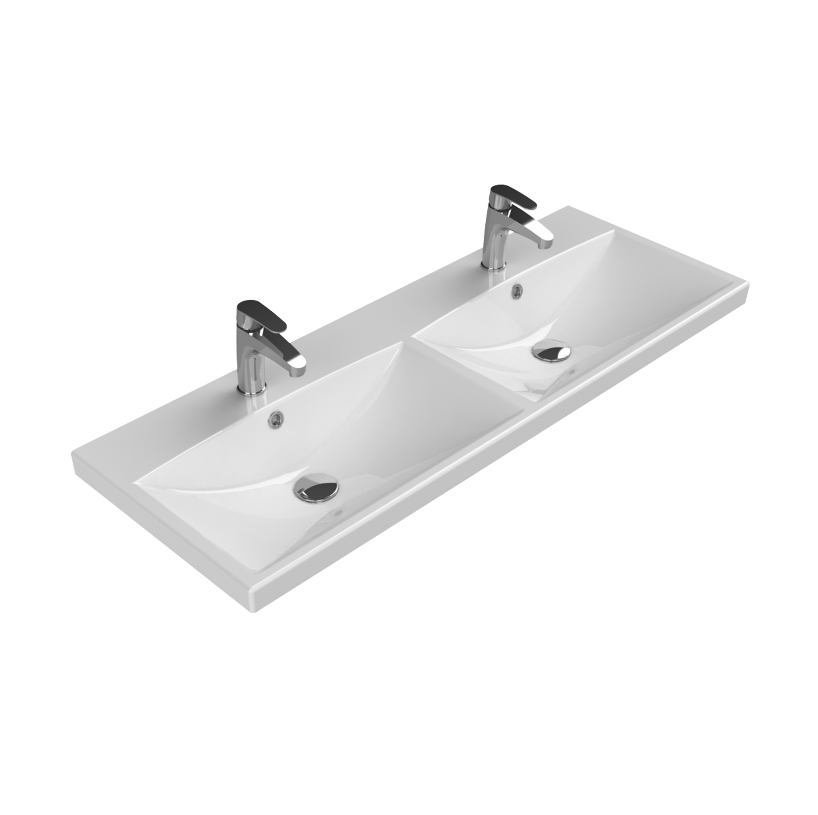Turkuaz CeraStyle Elite White umivaonik (lavabo) 120x45x5 konzolni sa duplim koritom, rupom za bateriju i prelivom 32500U