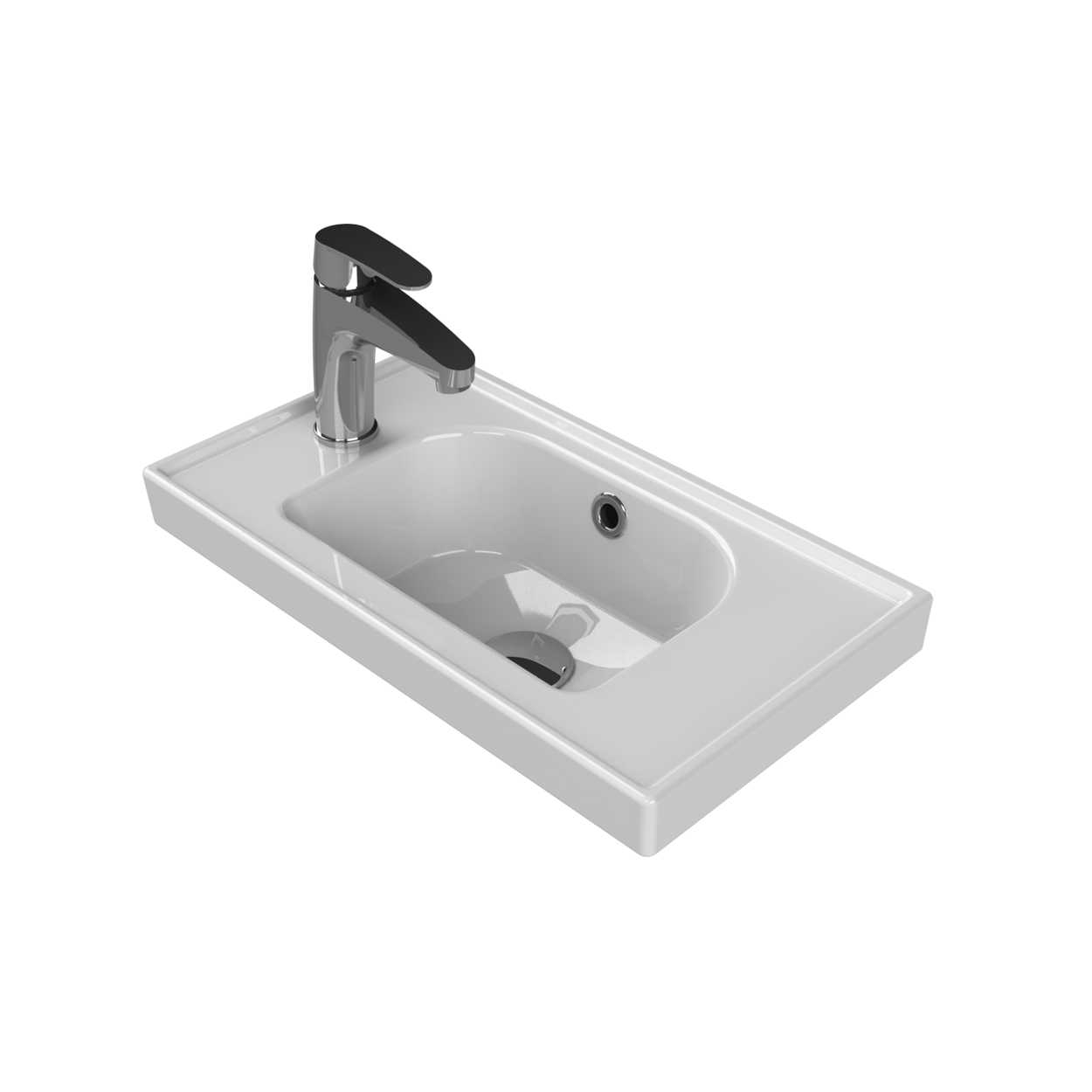 Turkuaz CeraStyle Frame White umivaonik (lavabo) 50x28x5 konzolni sa rupom za bateriju levo i prelivom 1800U