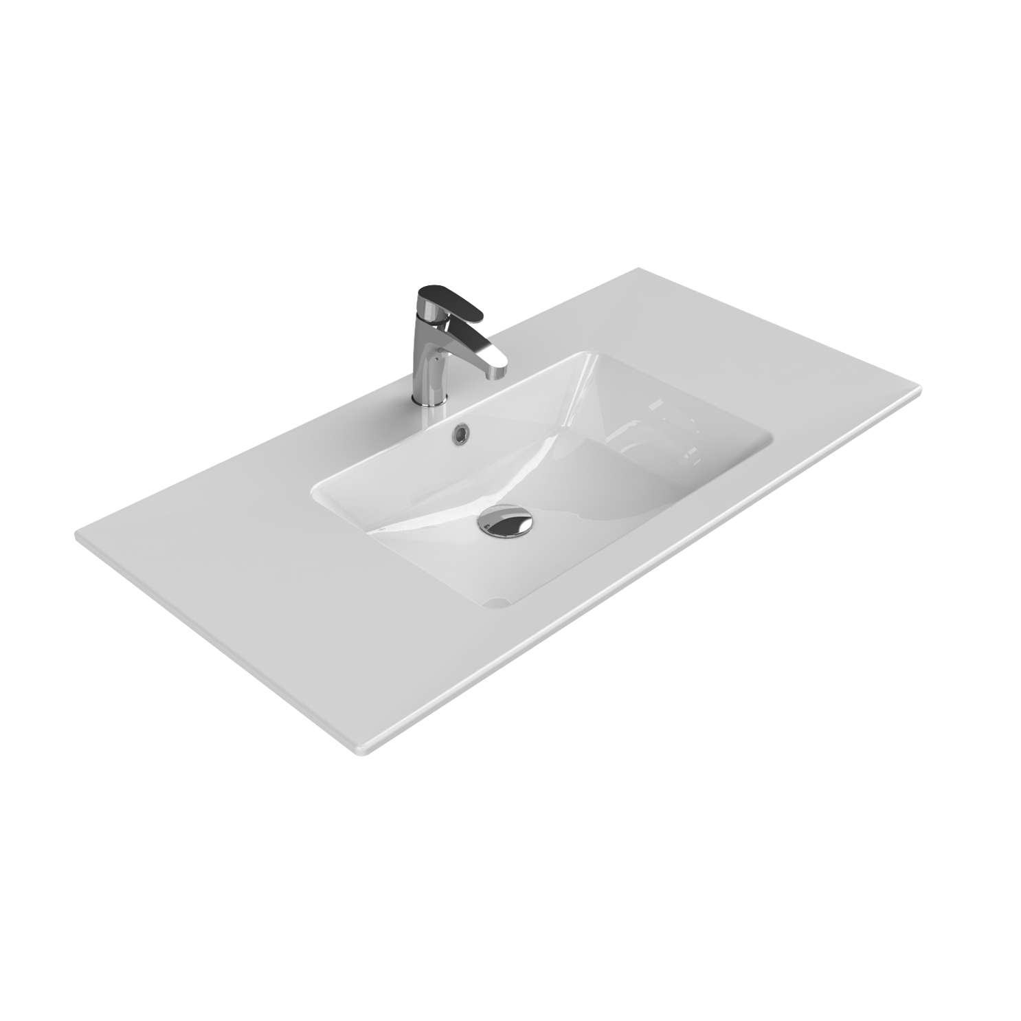 Turkuaz CeraStyle Ibiza White umivaonik (lavabo) 101x51x1,5 konzolni sa rupom za bateriju, prelivom i zaravnjenjem levo i desno 50500U