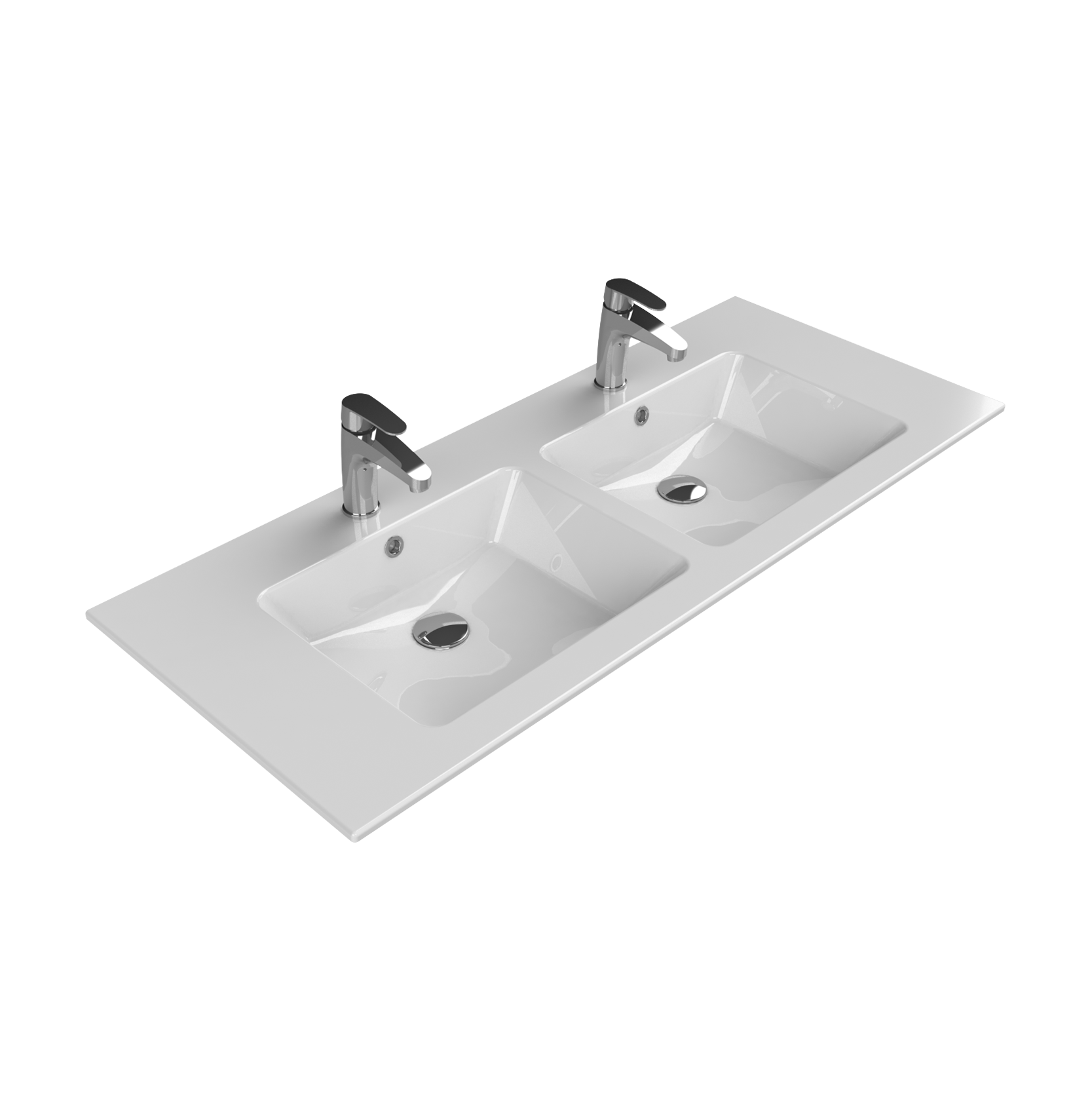 Turkuaz CeraStyle Ibiza White umivaonik (lavabo) 121x51x1,5 konzolni sa duplim koritom, rupom za bateriju i prelivom 50700U